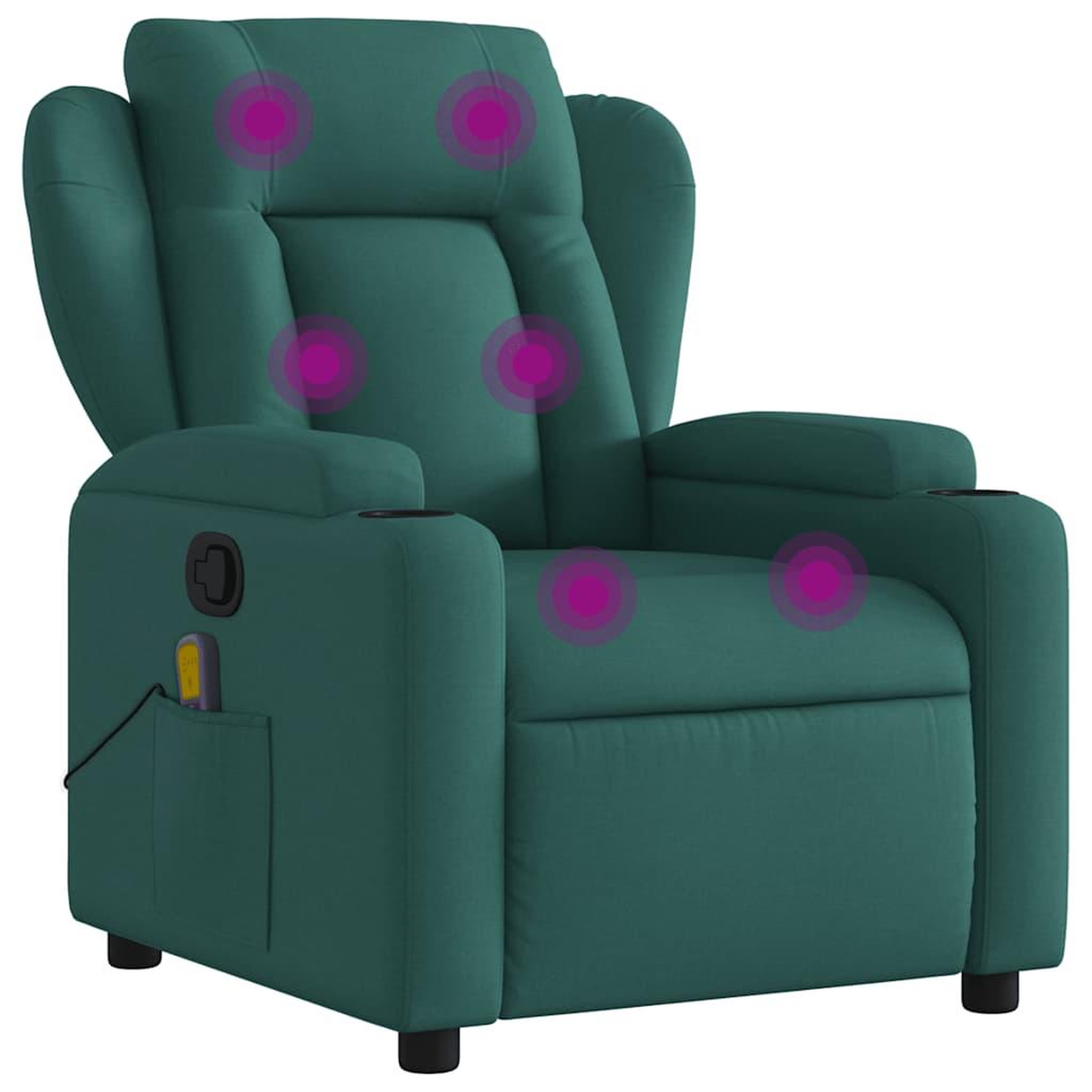 Voir la diapositive 2 : VIDAXL Fauteuil de massage inclinable Vert fonce Tissu