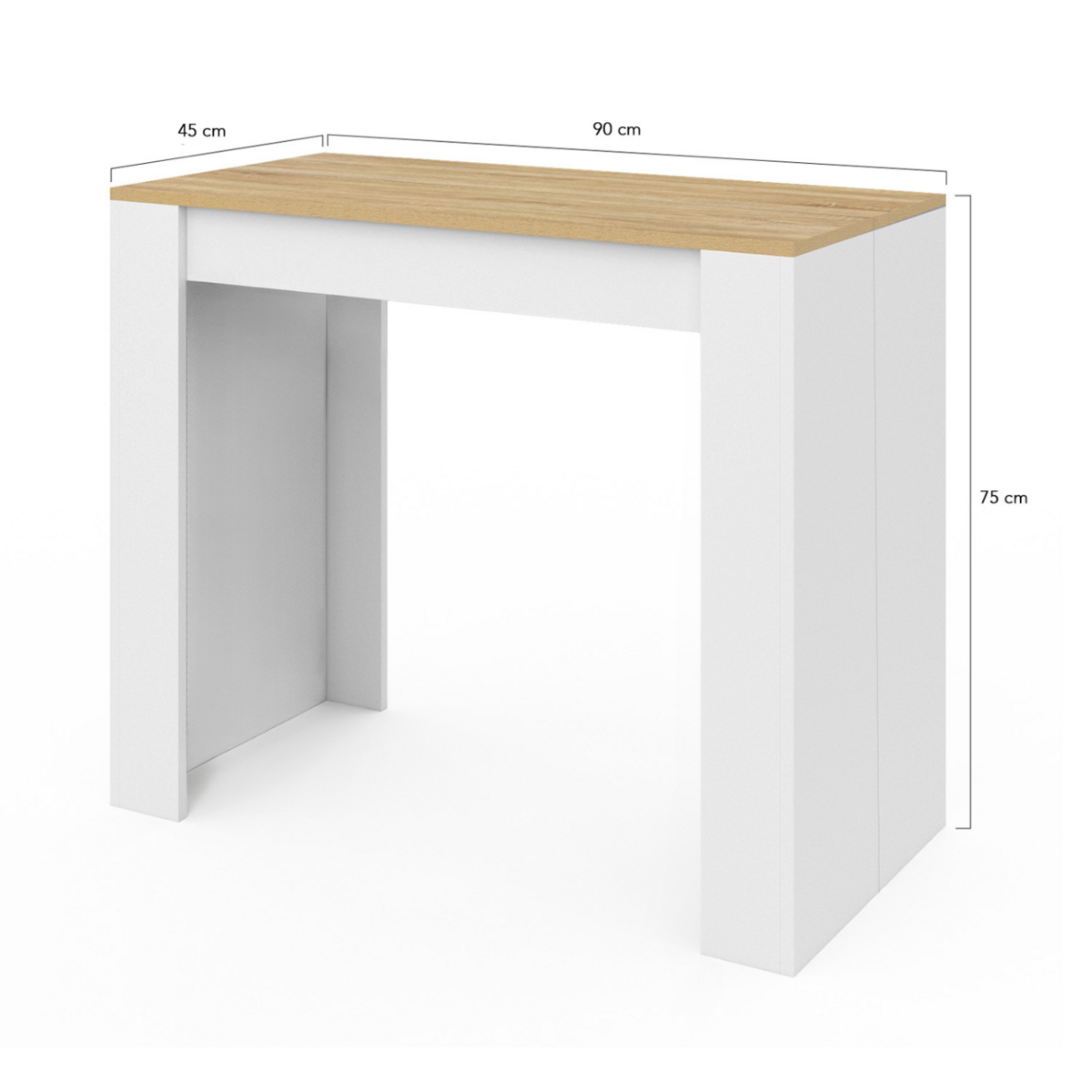 ID MARKET Table console extensible ORLANDO 6 personnes 140 cm bois blanc et façon hêtre