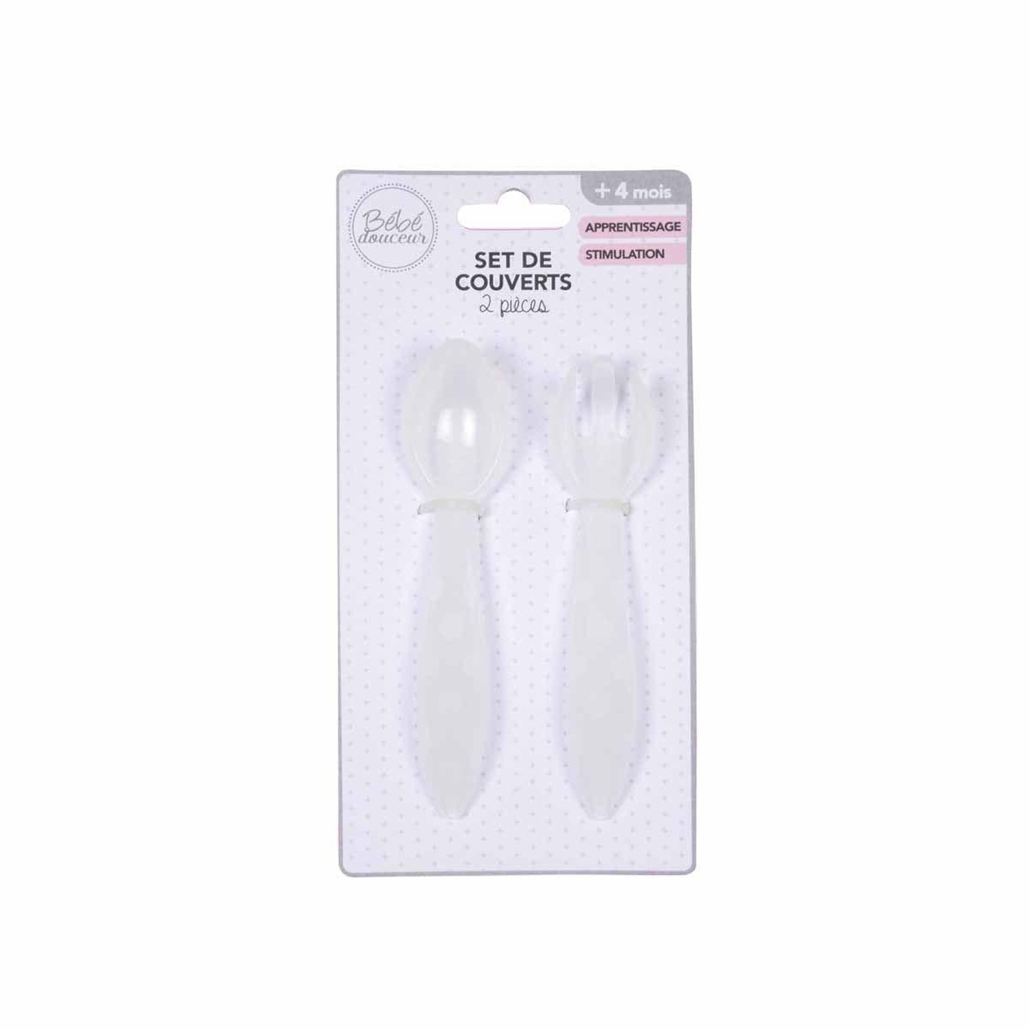 Voir la diapositive 3 : HOMEA Set de 2 couverts bébé  cuillère & fourchette  13cm transparent