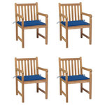 VIDAXL Chaises de jardin lot de 4 et coussins bleu royal Bois de teck