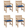 Voir la diapositive 1 : VIDAXL Chaises de jardin lot de 4 et coussins bleu royal Bois de teck