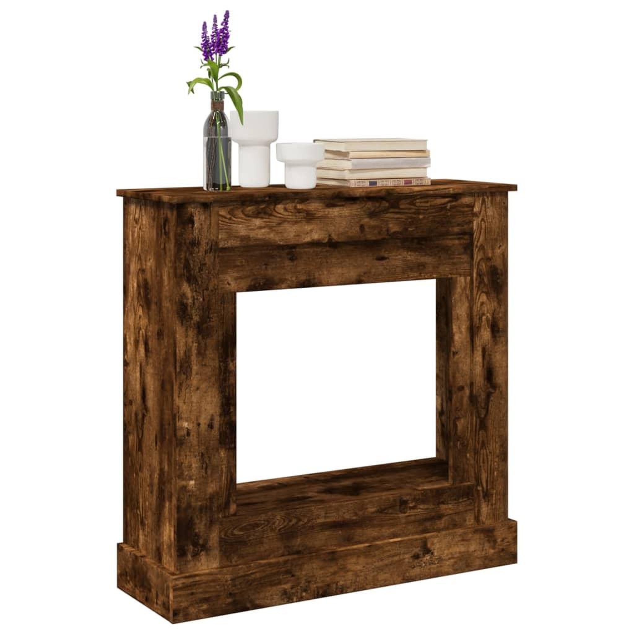 VIDAXL Cadre de cheminee chene fume 90x30x90 cm bois d'ingenierie