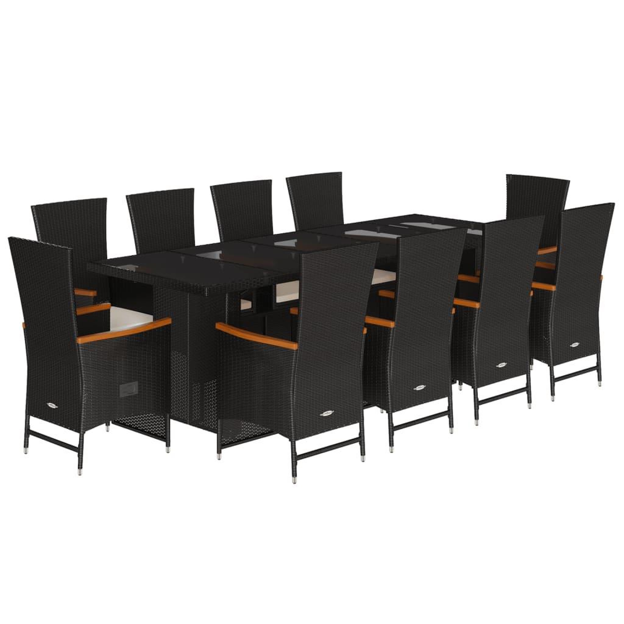 Voir la diapositive 2 : VIDAXL Ensemble a manger de jardin 11 pcs coussins noir resine tressee