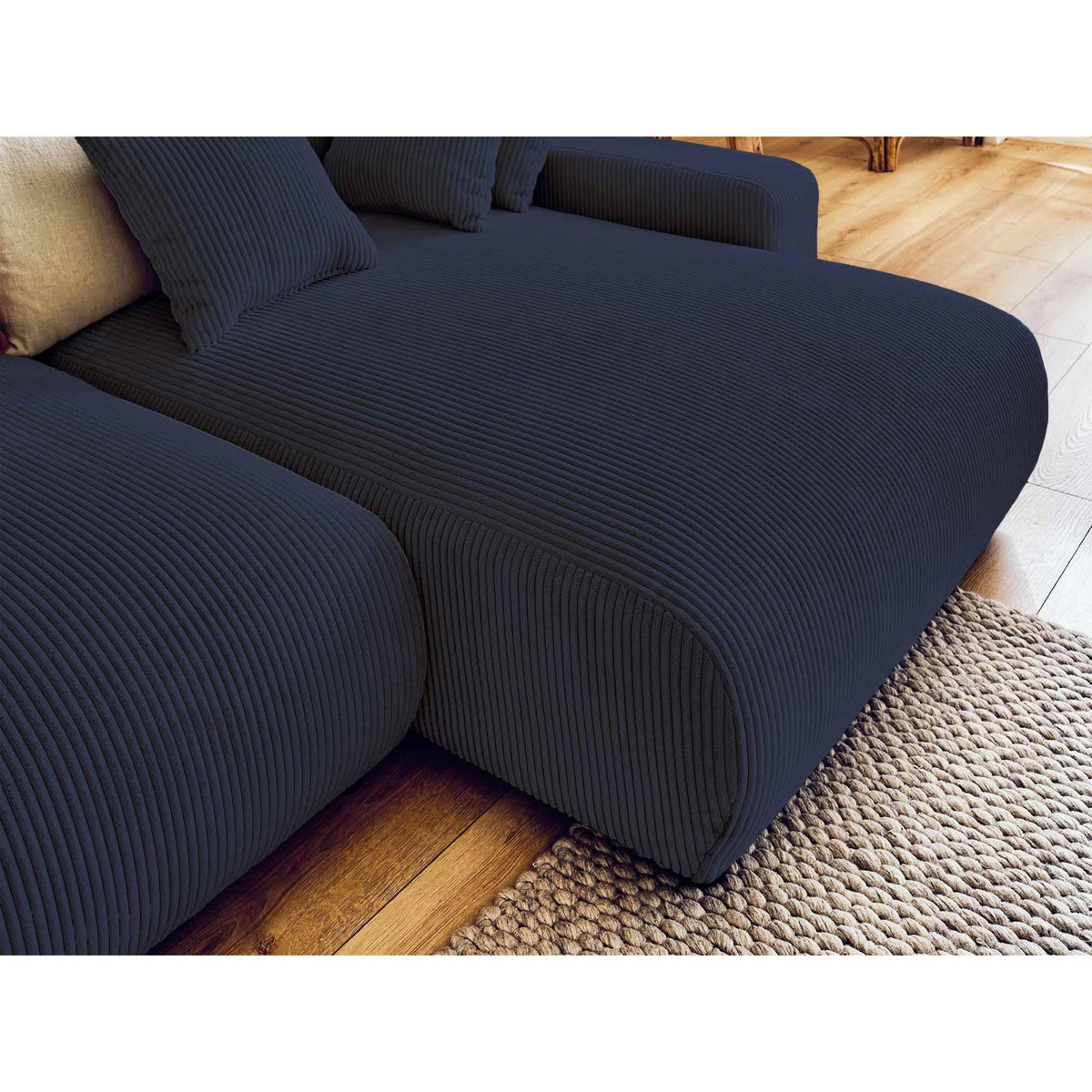 LISA DESIGN Pivoine - canapé d'angle réversible - 4 places - convertible avec coffre - en velours côtelé