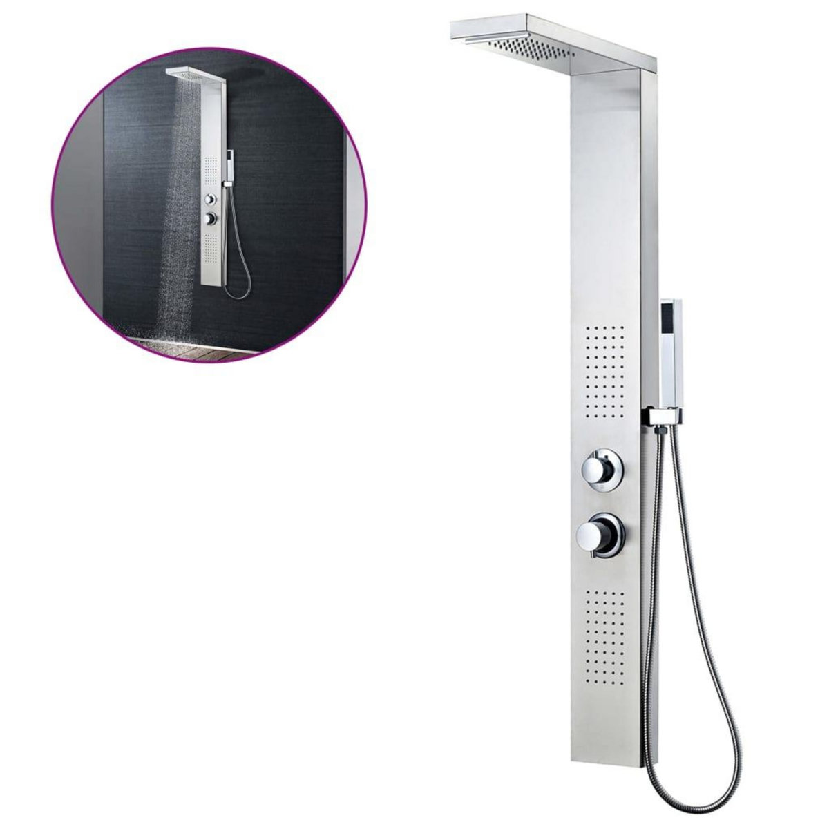 VIDAXL Systeme de panneau de douche Acier inoxydable Carre