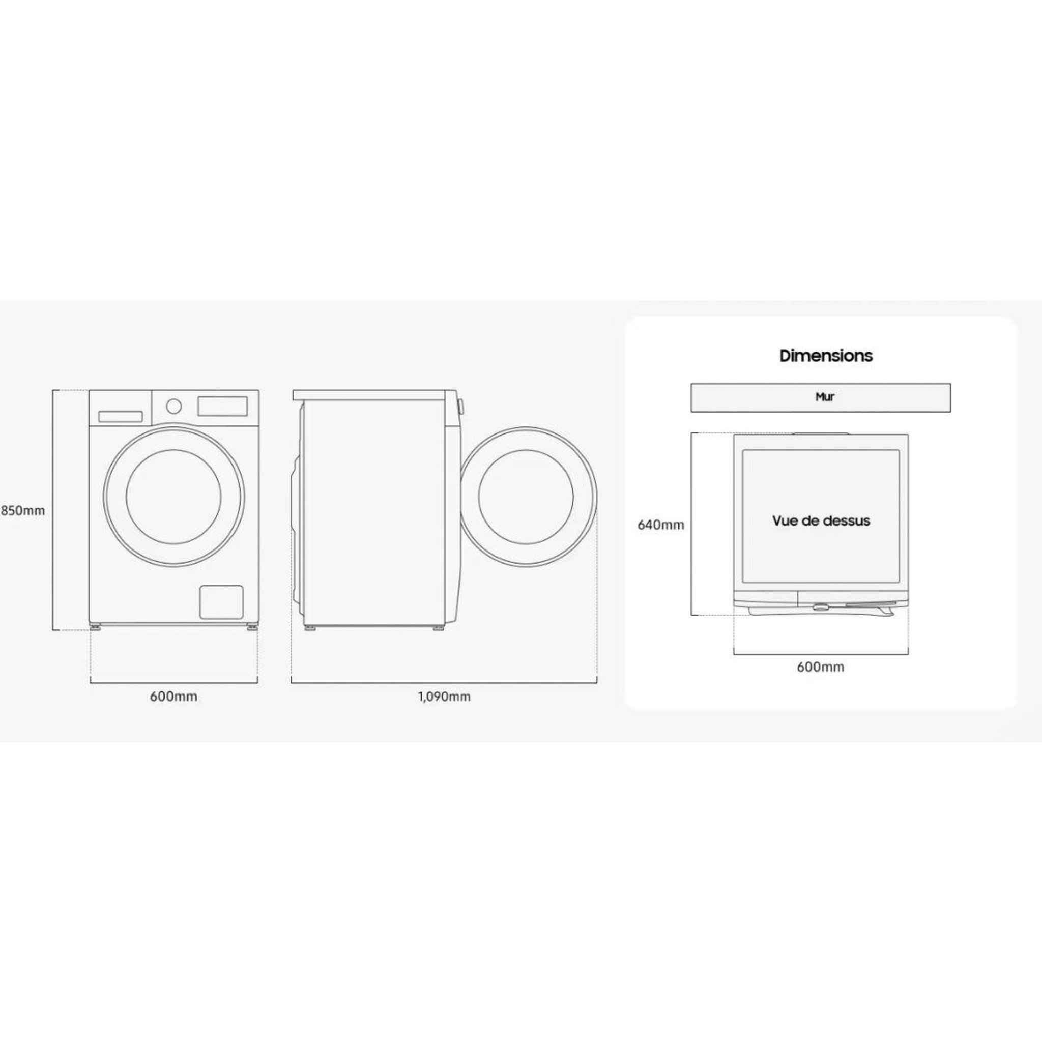 Voir la diapositive 5 : Samsung Lave linge hublot ww10fg5u34aeef - 10 kg - 1400 tr/min - classe a - moteur induction - connecté wifi