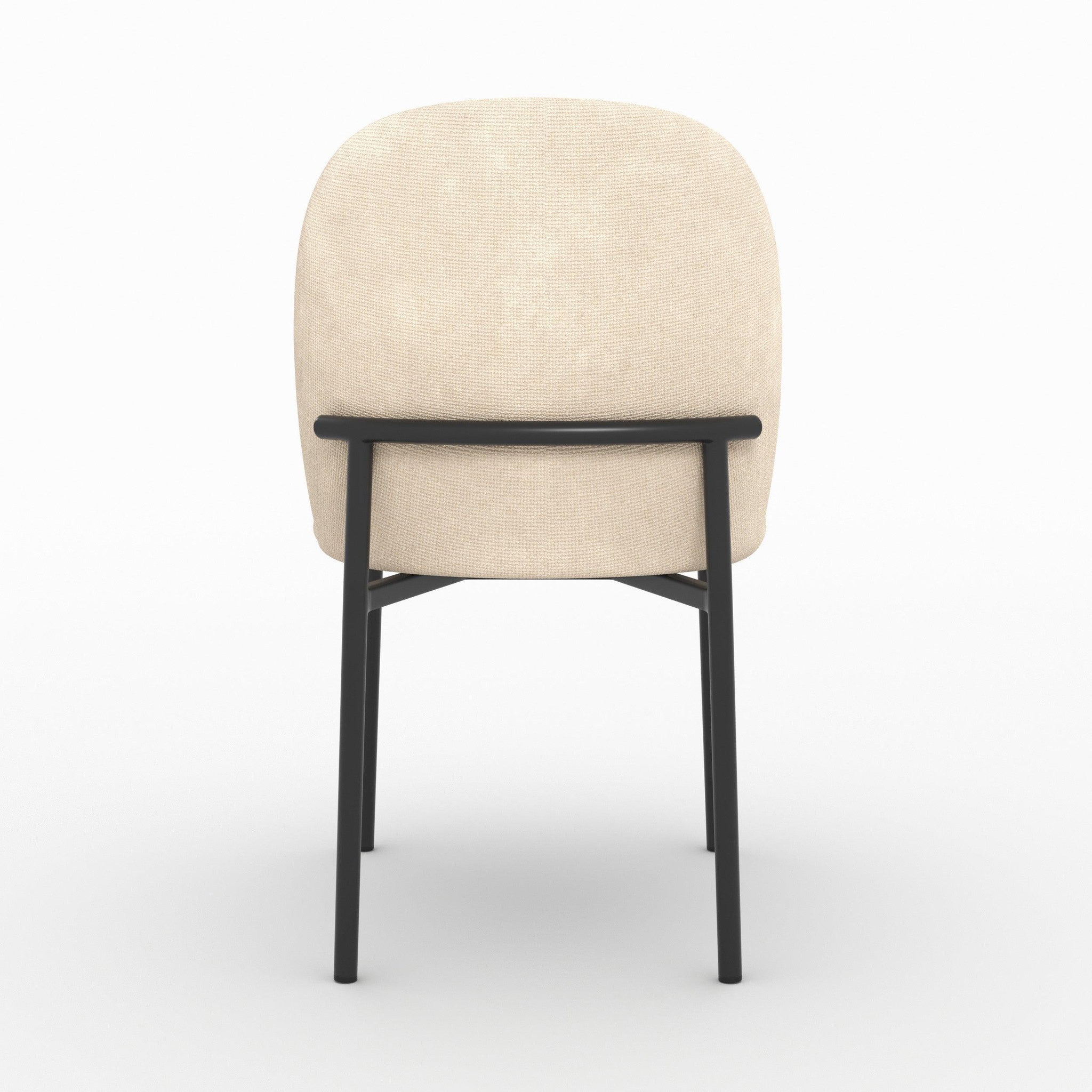Voir la diapositive 5 : MAISON PAVANE Lot de 2 chaises en tissu beige et pieds métal noir-noah