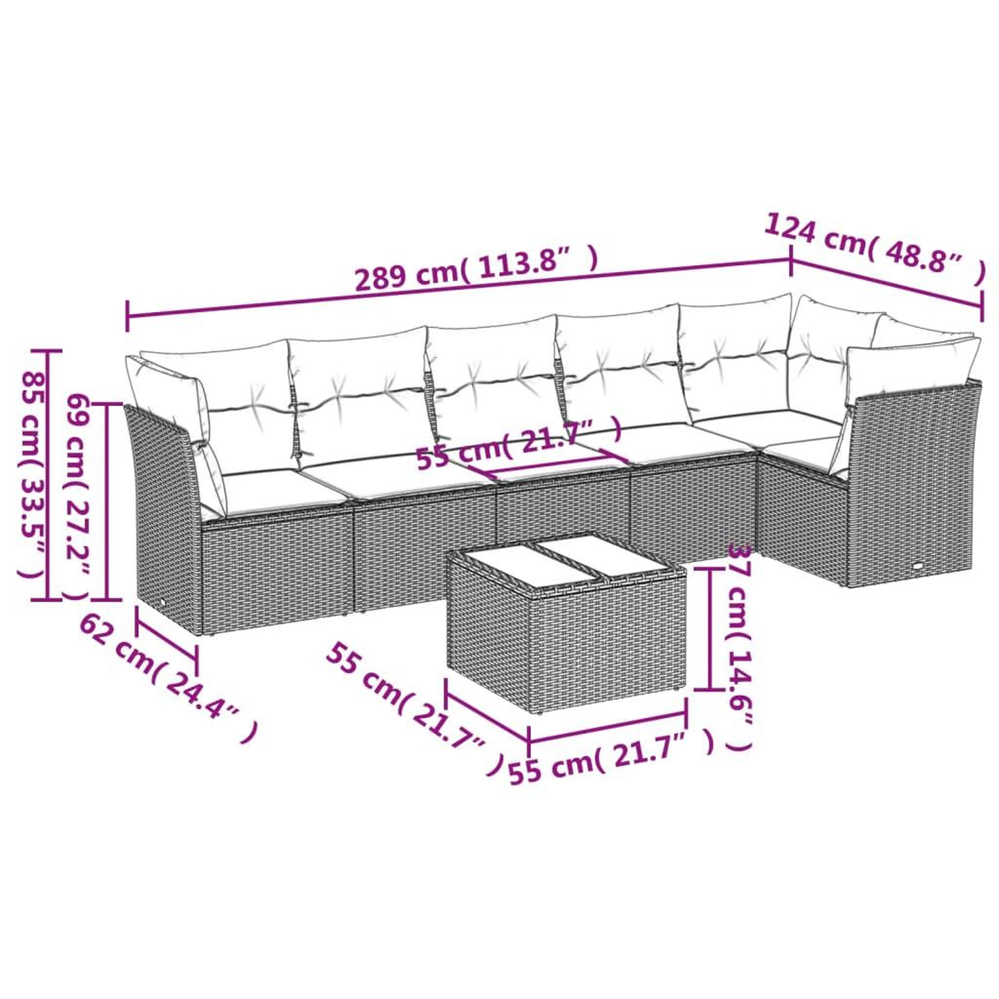 Voir la diapositive 3 : VIDAXL Salon de jardin avec coussins 7 pcs gris clair resine tressee