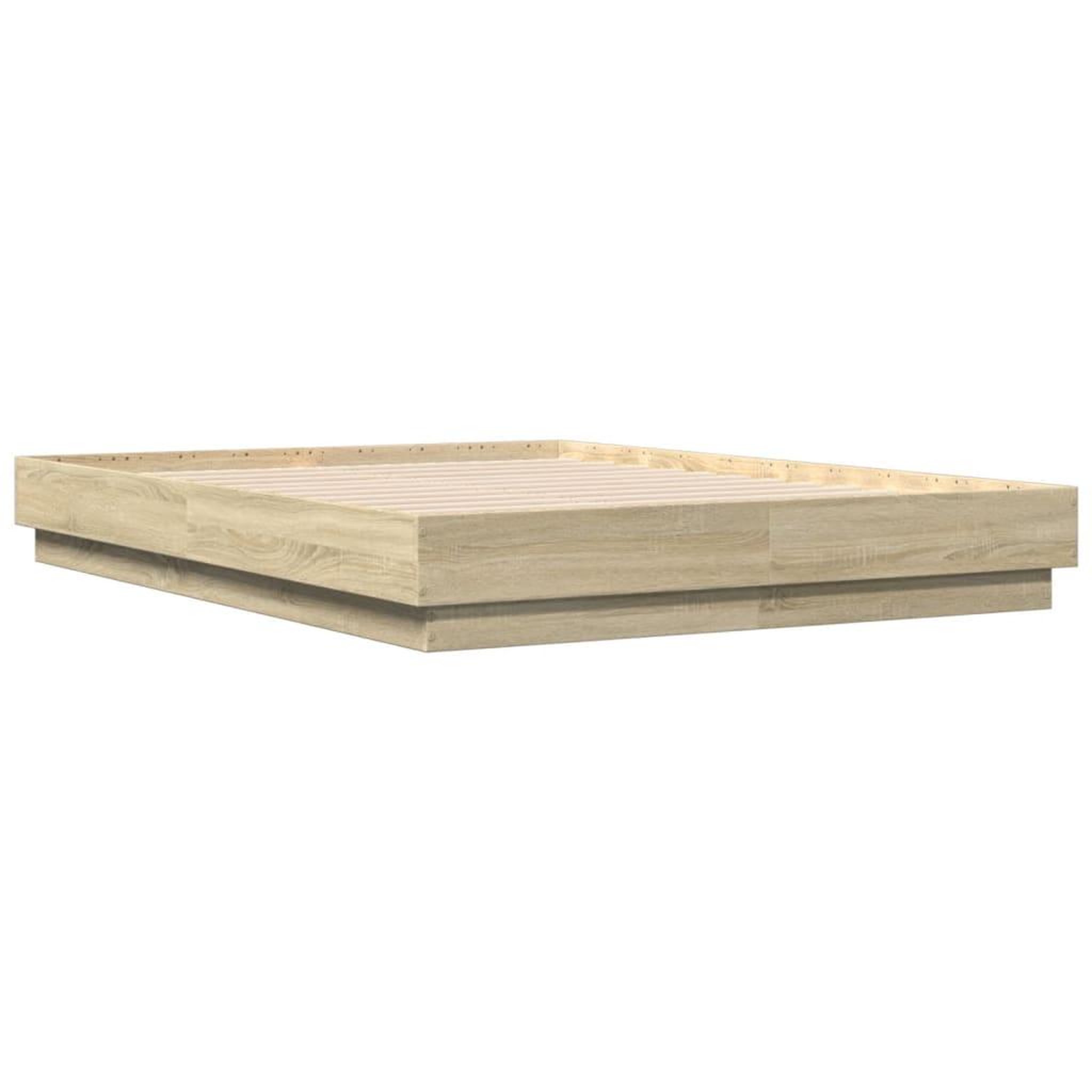 Voir la diapositive 3 : VIDAXL Cadre de lit avec LED sans matelas chene sonoma 135x190 cm