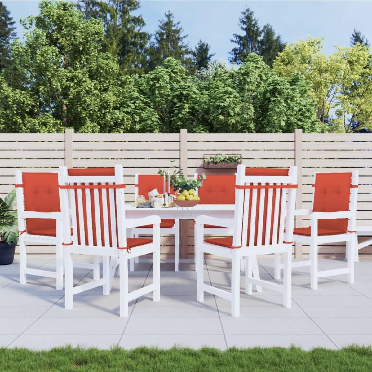 VIDAXL Coussins de chaise a dossier bas lot de 6 rouge melange tissu