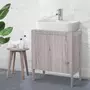 HOMCOM Meuble salle de bain - meuble sous-vasque - placard 2 portes avec étagère - dim. 60L x 30l x 70H cm - MDF imitation bois gris