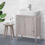 Voir la diapositive 2 : HOMCOM Meuble salle de bain - meuble sous-vasque - placard 2 portes avec étagère - dim. 60L x 30l x 70H cm - MDF imitation bois gris