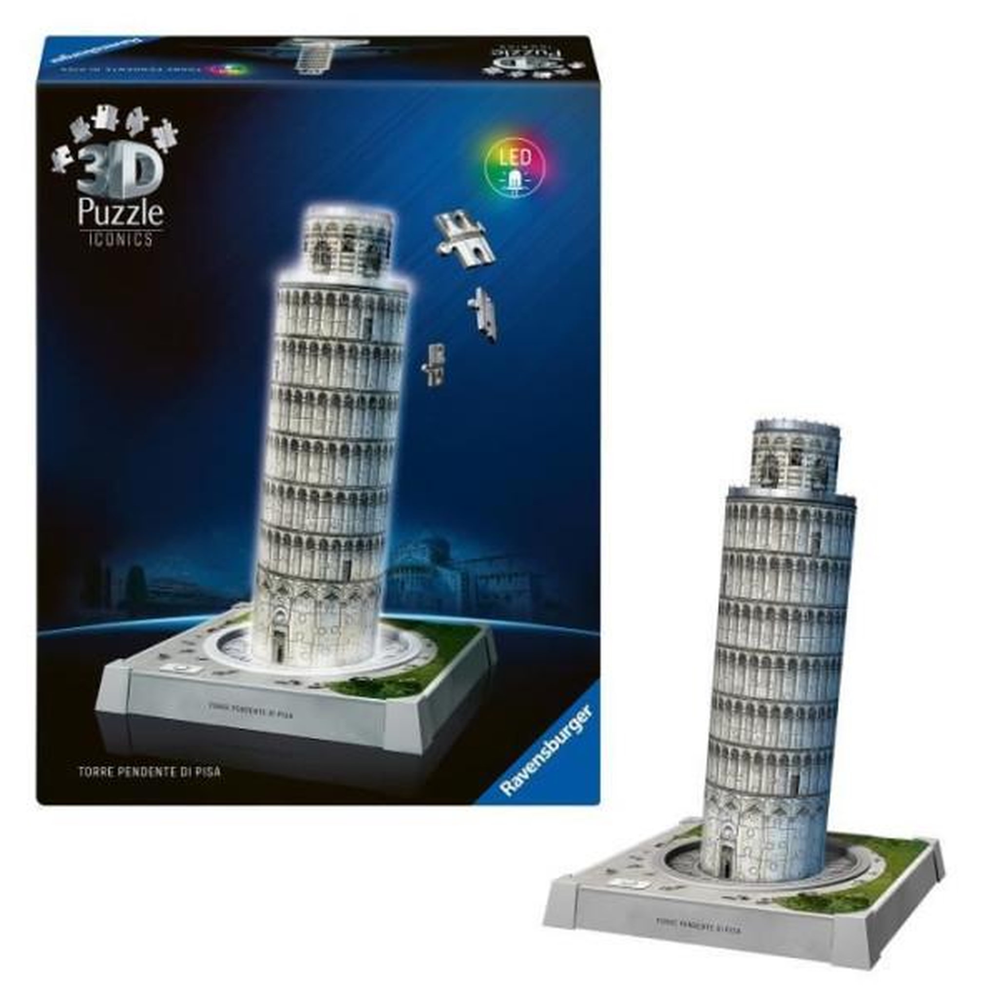 Voir la diapositive 3 : RAVENSBURGER Puzzle 3d iconics - tour de pise illuminée
