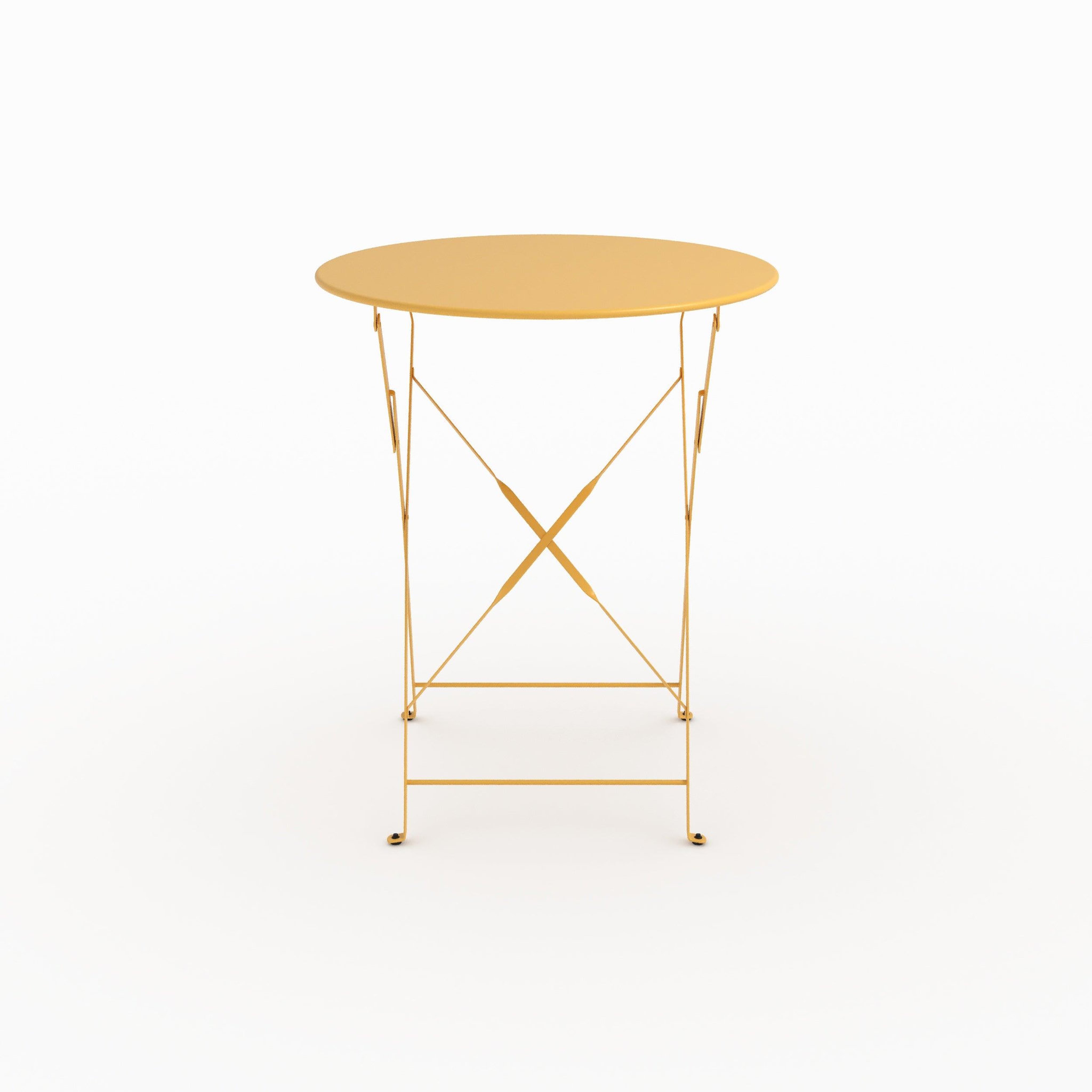 Voir la diapositive 3 : MAISON PAVANE Table ronde et chaises de jardin pliantes 2 places en métal jaune-kayla