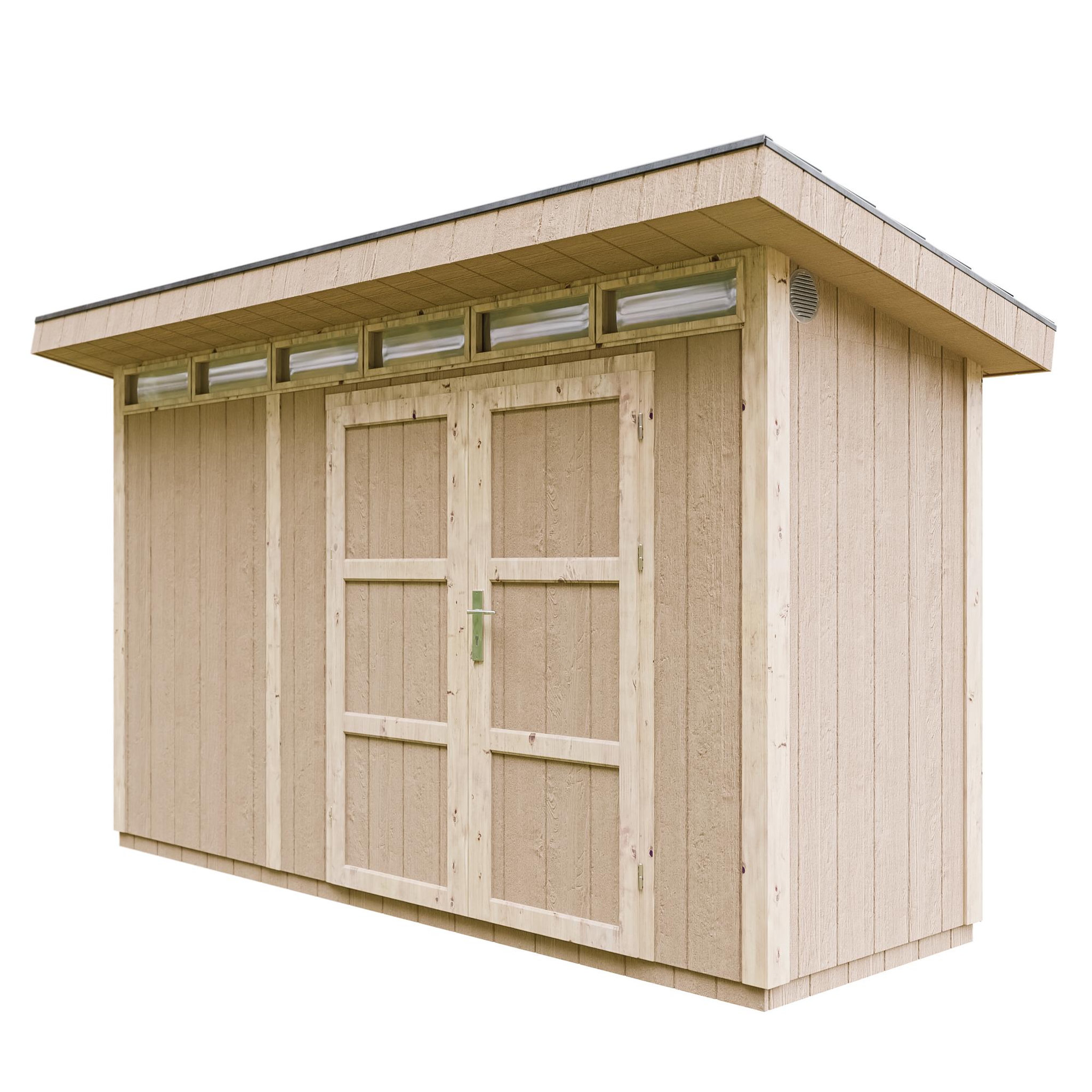 Voir la diapositive 2 : TIMBELA Abri de Jardin Qualité Premium 4m²L161xL412xH239cm avec sol, bardeaux bitumineux M902A