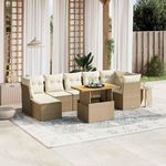 VIDAXL Salon de jardin avec coussins 8 pcs beige resine tressee