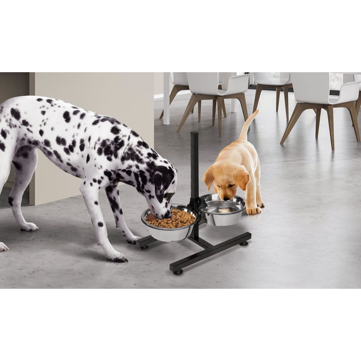 Idomya E. Double gamelle pour chiens diam 21 cm hauteur ajustable