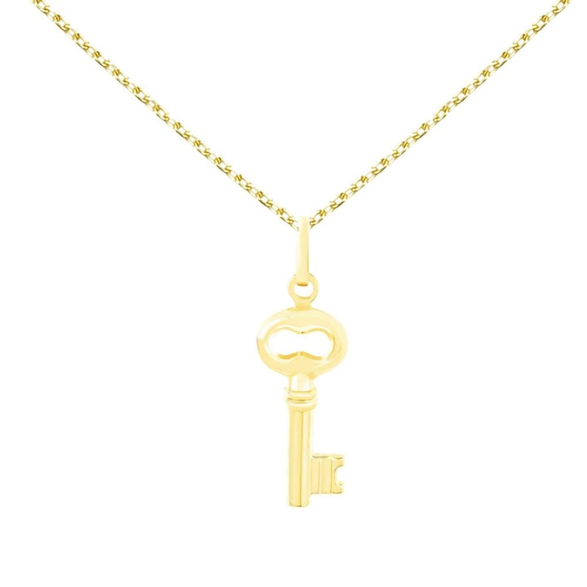 L'ATELIER D'AZUR Collier - Pendentif Clef Or Jaune - Chaine Dorée Offerte - Femme ou Enfant