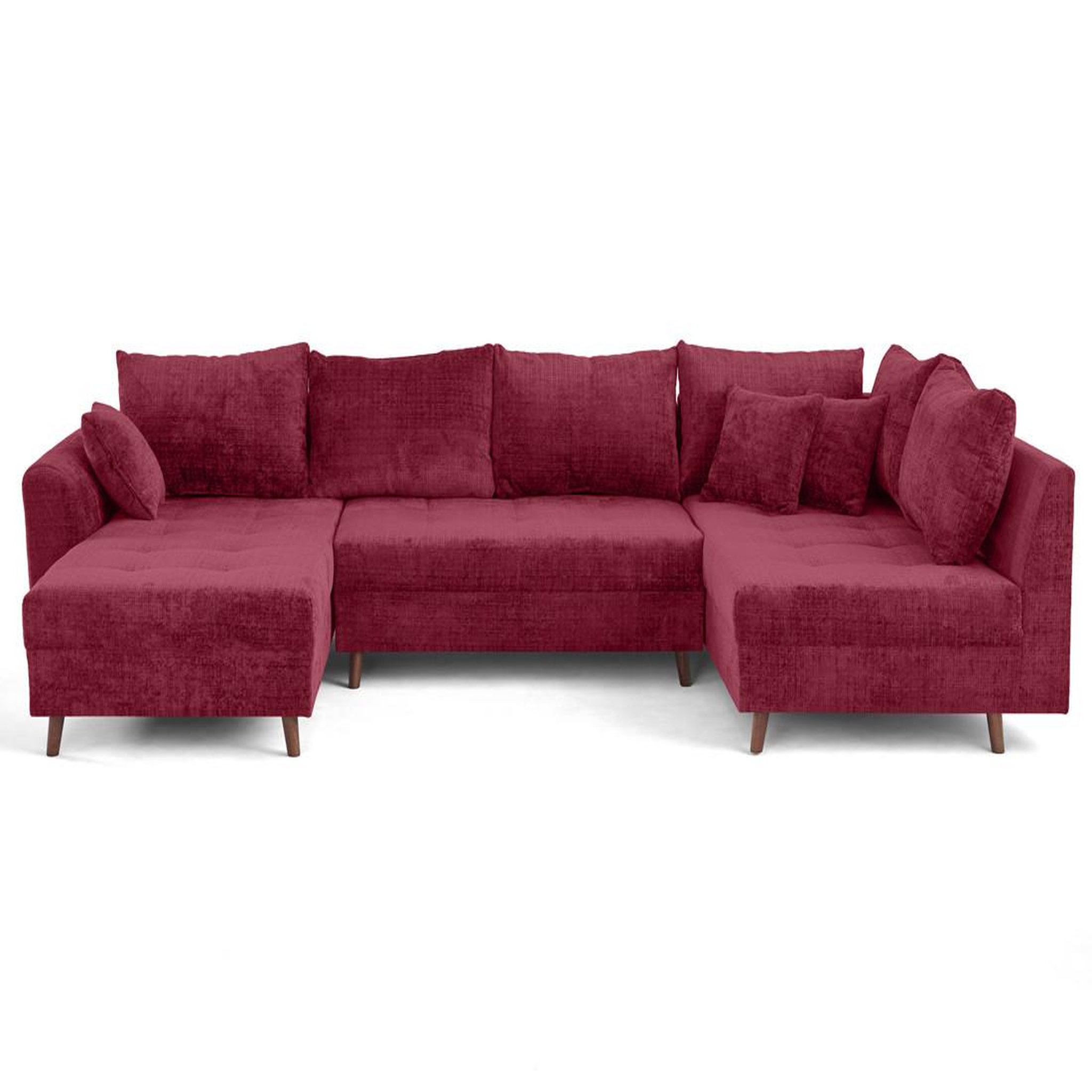 Voir la diapositive 1 : BEST MOBILIER Rune - canapé panoramique d'angle droit 7 places en velours texturé