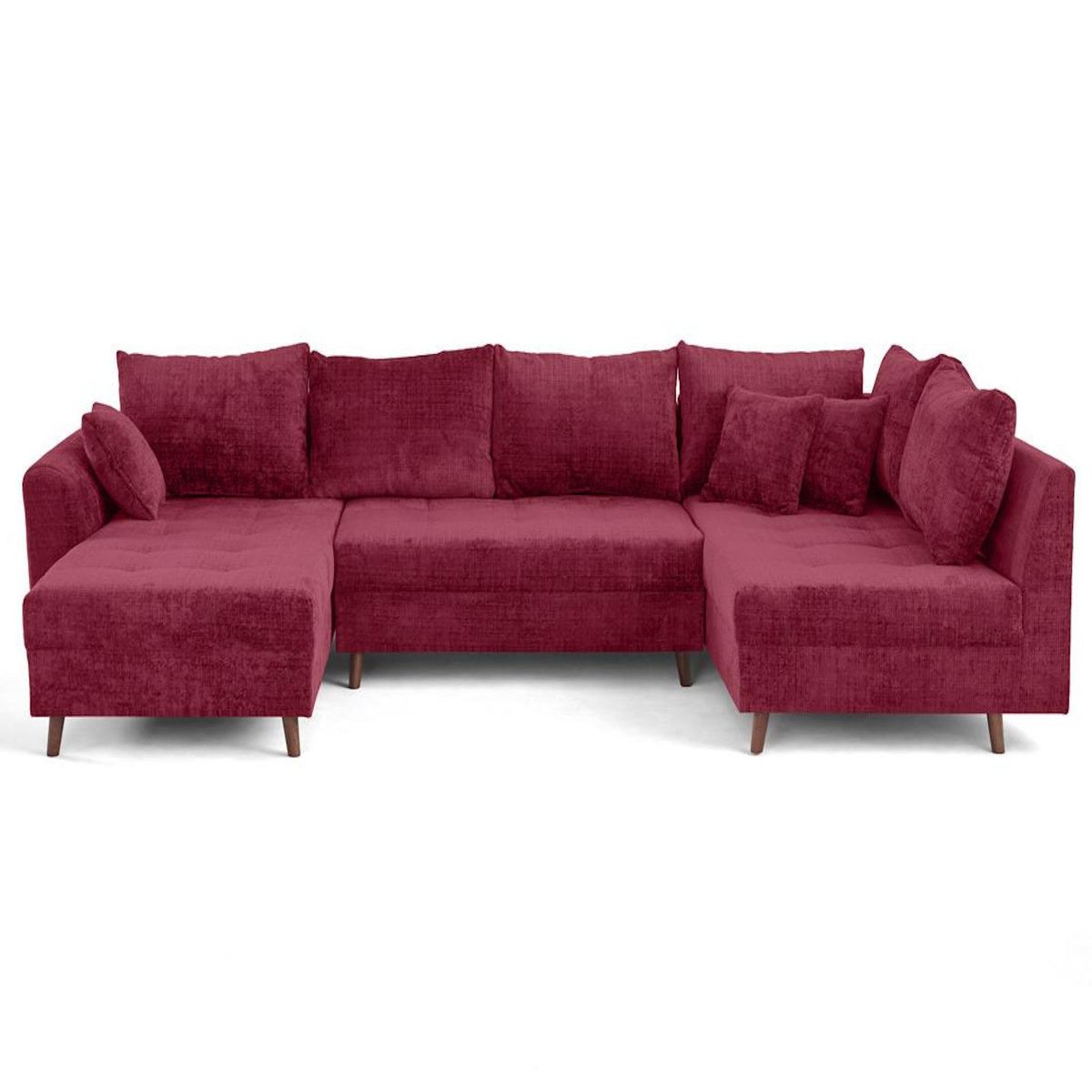 LISA DESIGN Rune - canapé panoramique d'angle droit 7 places en velours texturé