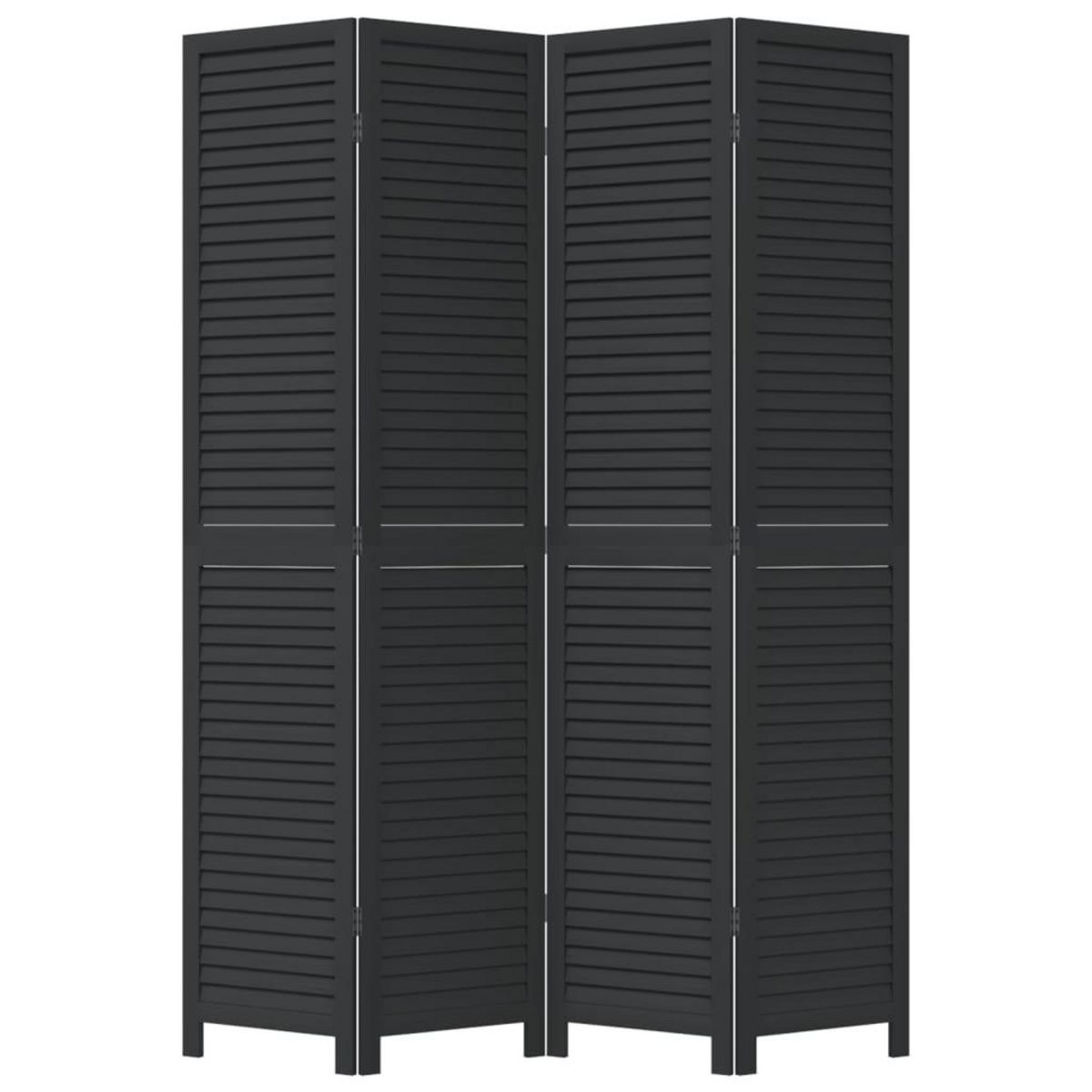 VIDAXL Cloison de separation 4 panneaux noir bois de paulownia massif