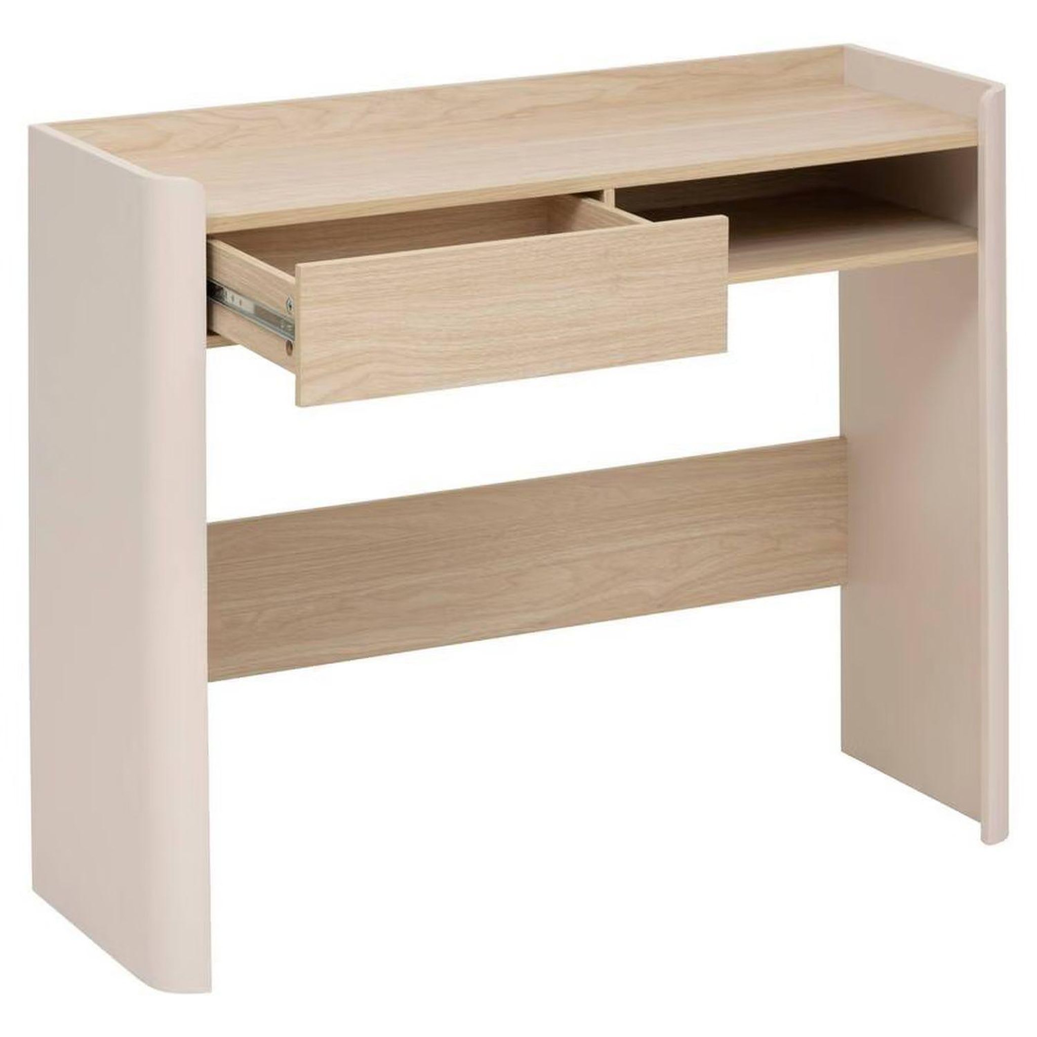Voir la diapositive 3 : FIVE Console effet bois 1 tiroir roundy - beige