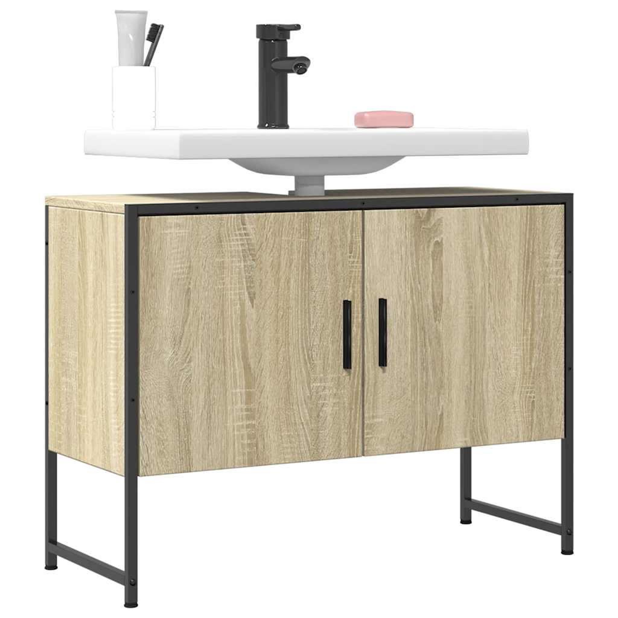 VIDAXL Armoire lavabo de salle de bain chene sonoma bois d'ingenierie