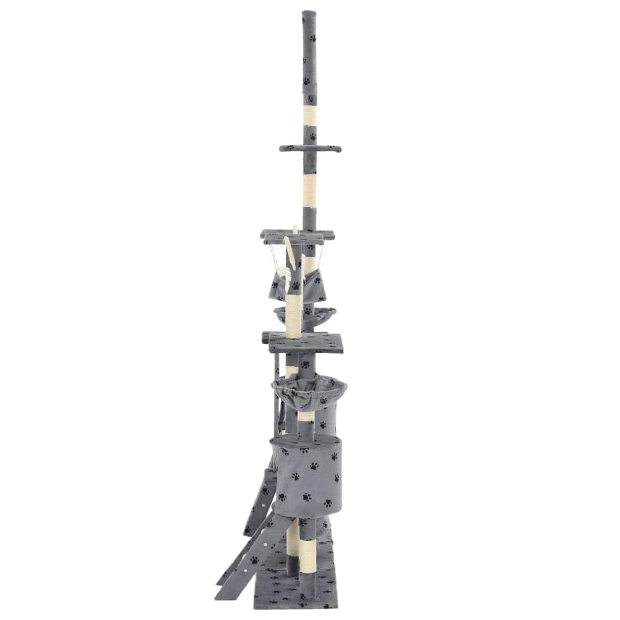 Voir la diapositive 4 : VIDAXL Arbre a chat et griffoirs 230-250 cm Empreintes de pattes Gris