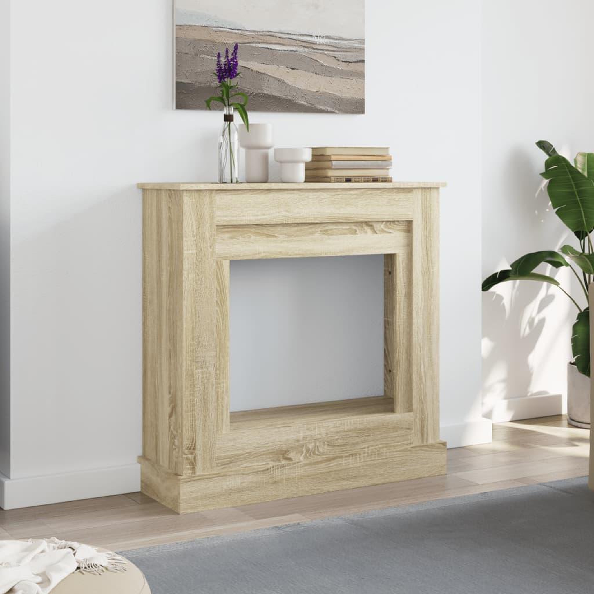Voir la diapositive 3 : VIDAXL Cadre de cheminee chene sonoma 90x30x90 cm bois d'ingenierie