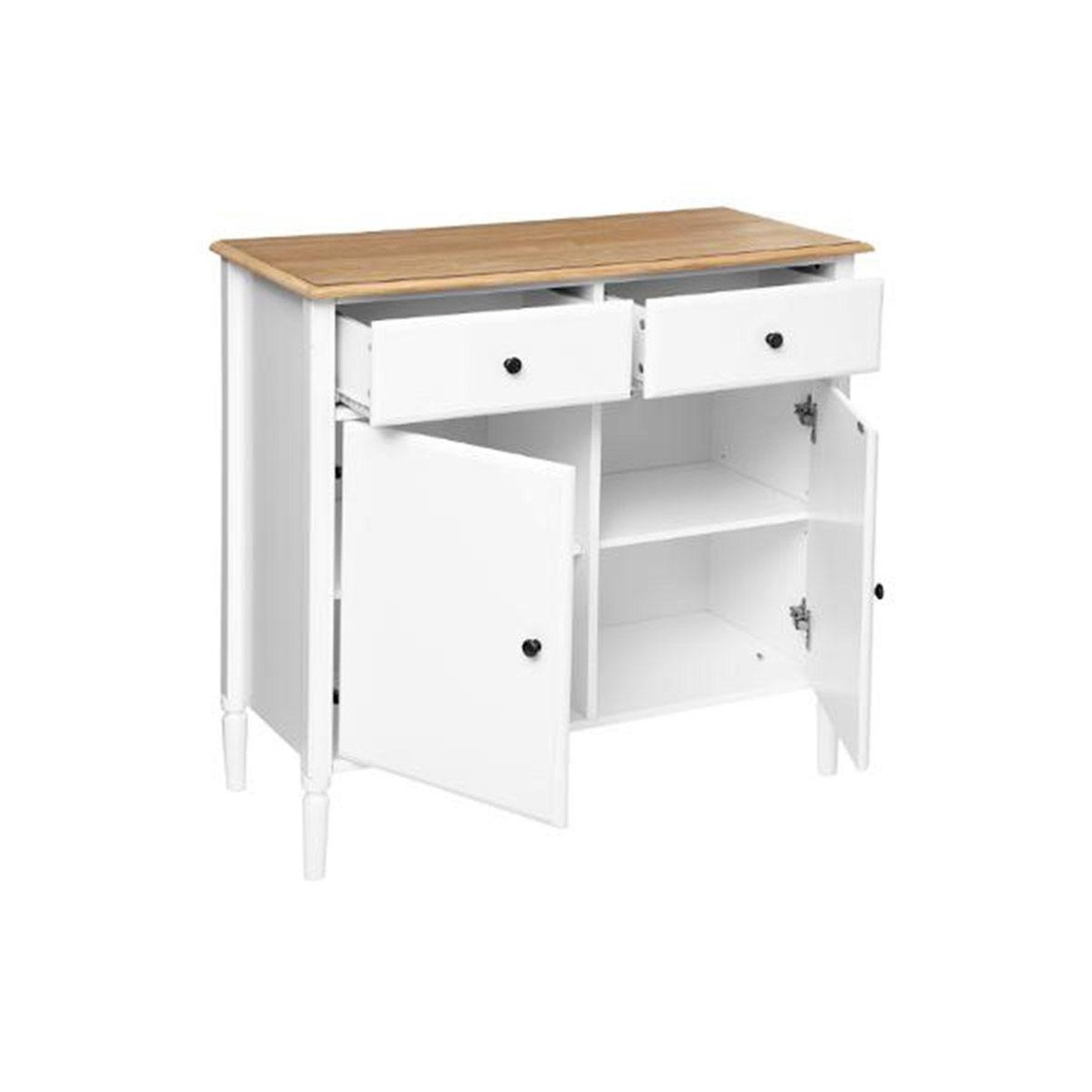 Voir la diapositive 2 : ATMOSPHERA Buffet 2 Portes & 2 Tiroirs  Solen  88cm Blanc