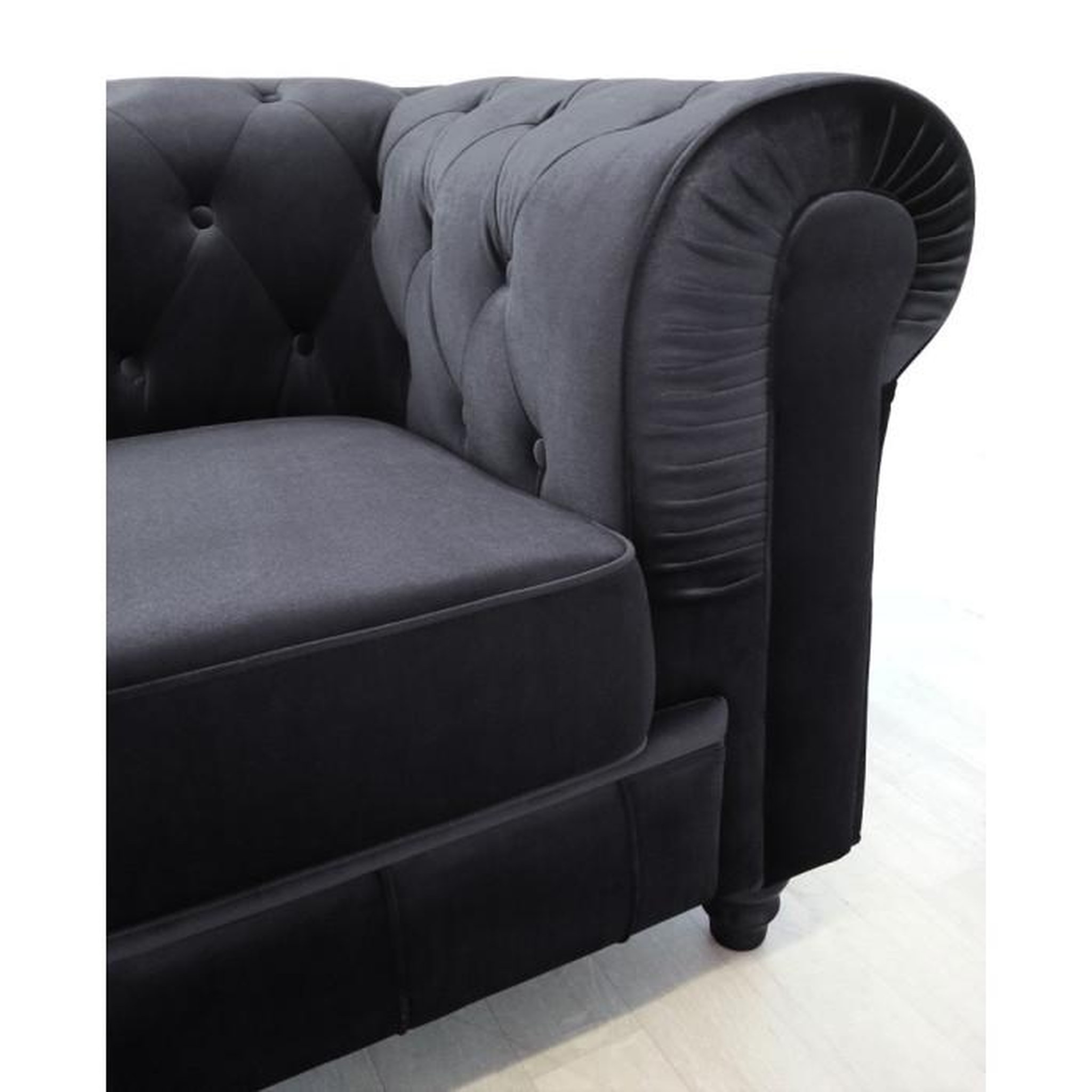 Voir la diapositive 3 : Paris Prix Fauteuil Design Velours  Chesterfield  111cm Noir