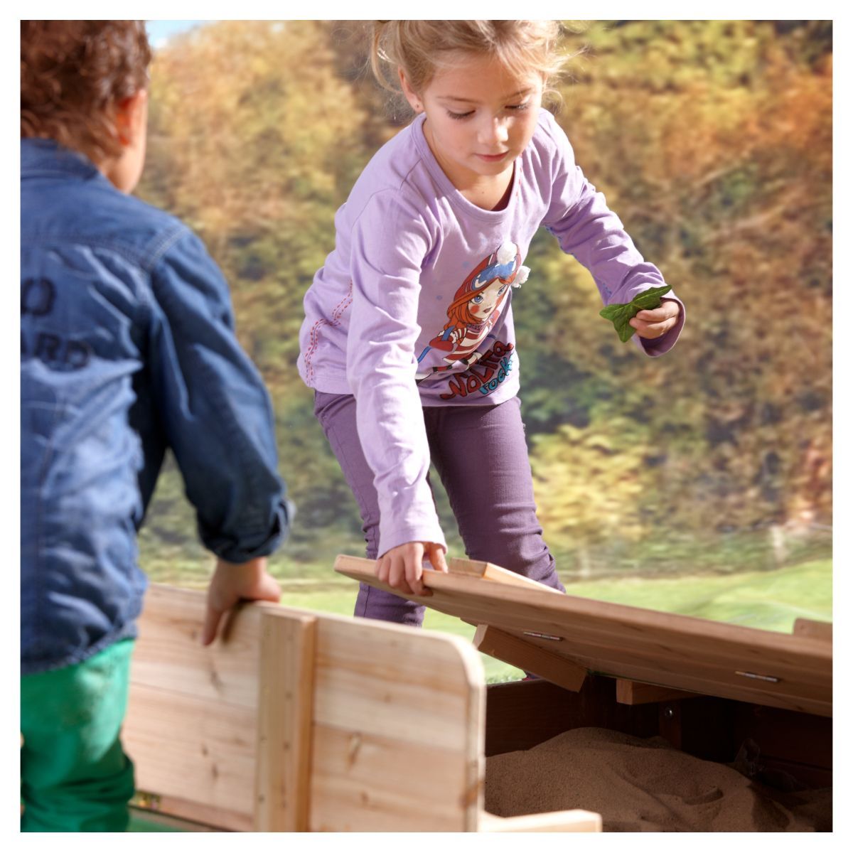 AXI Bac à sable avec bancs XL-bois-H 20 cm-Ella 