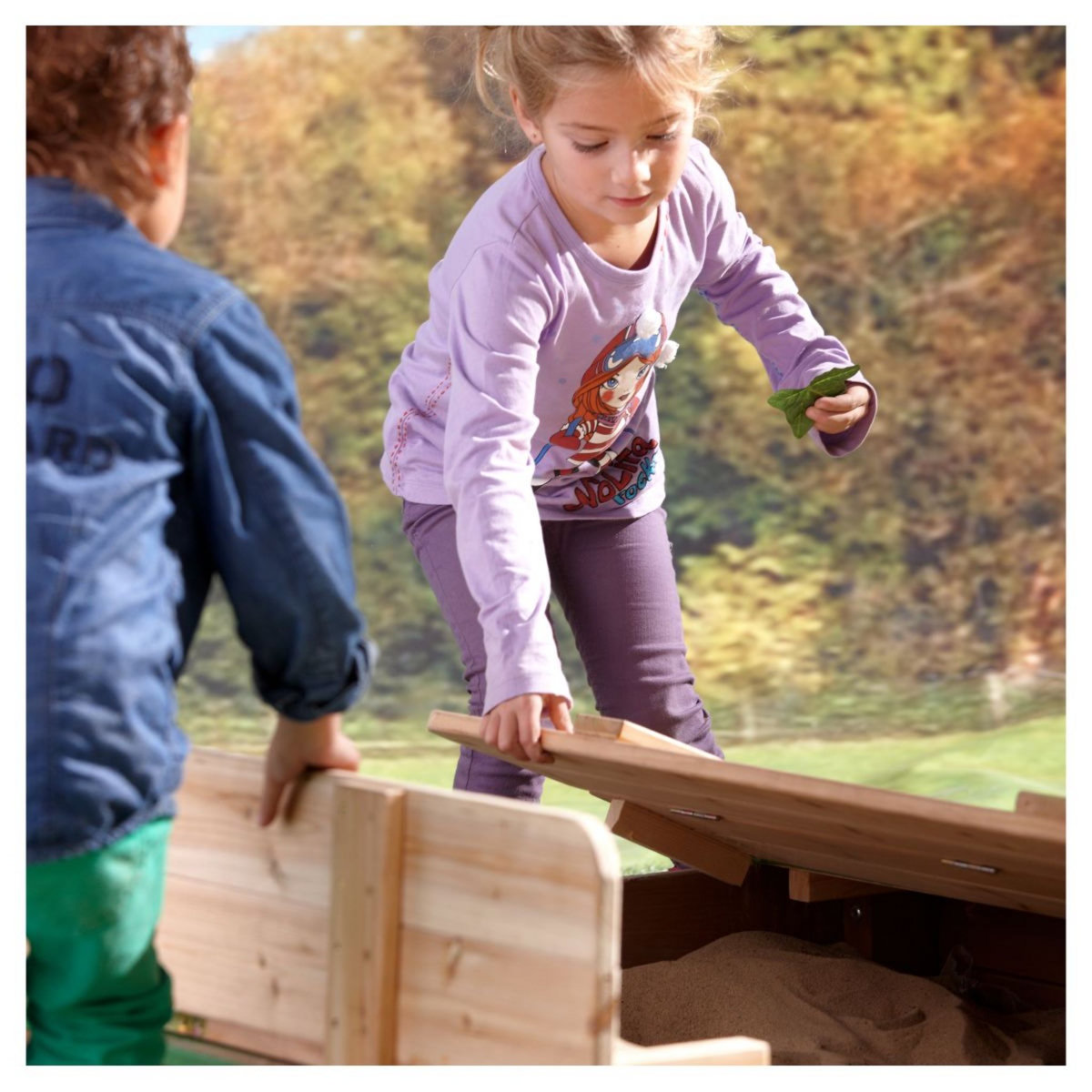 AXI Bac à sable avec bancs XL-bois-H 20 cm-Ella 