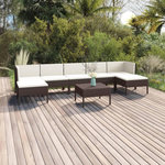 VIDAXL Salon de jardin 8 pcs avec coussins resine tressee marron