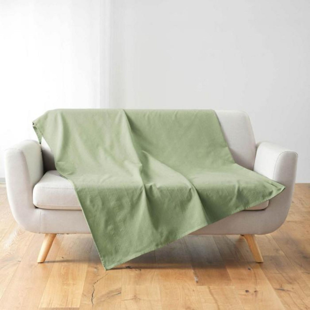 Paris Prix Plaid Uni en Coton  Lucile  220x240cm Vert