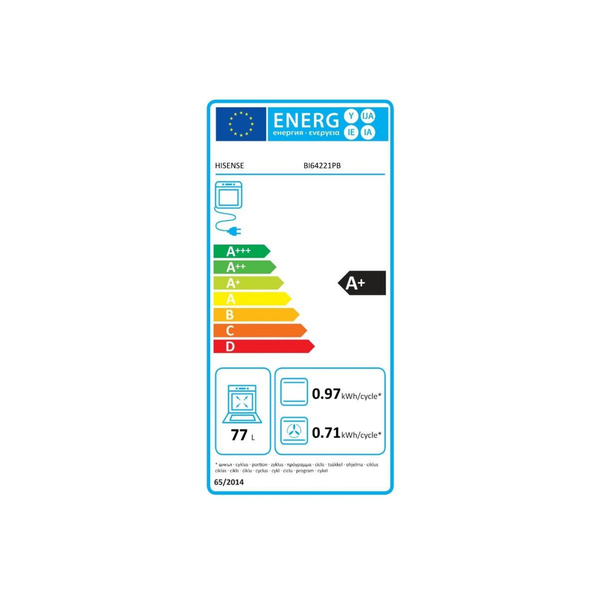 Hisense Four intégrable multifonction 77l 60cm a pyrolyse noir - BI64221PB