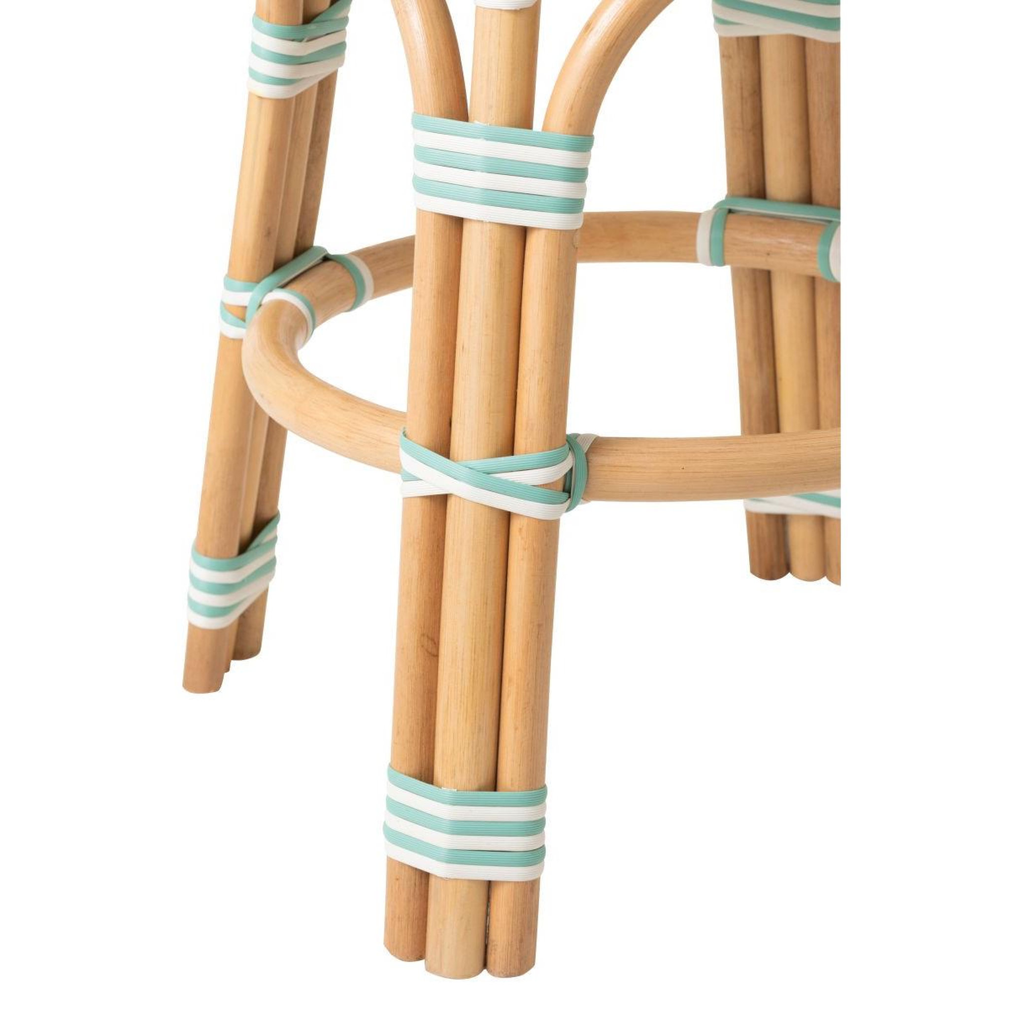 Voir la diapositive 4 : J-LINE Tabouret en rotin  reyes  46cm bleu & blanc
