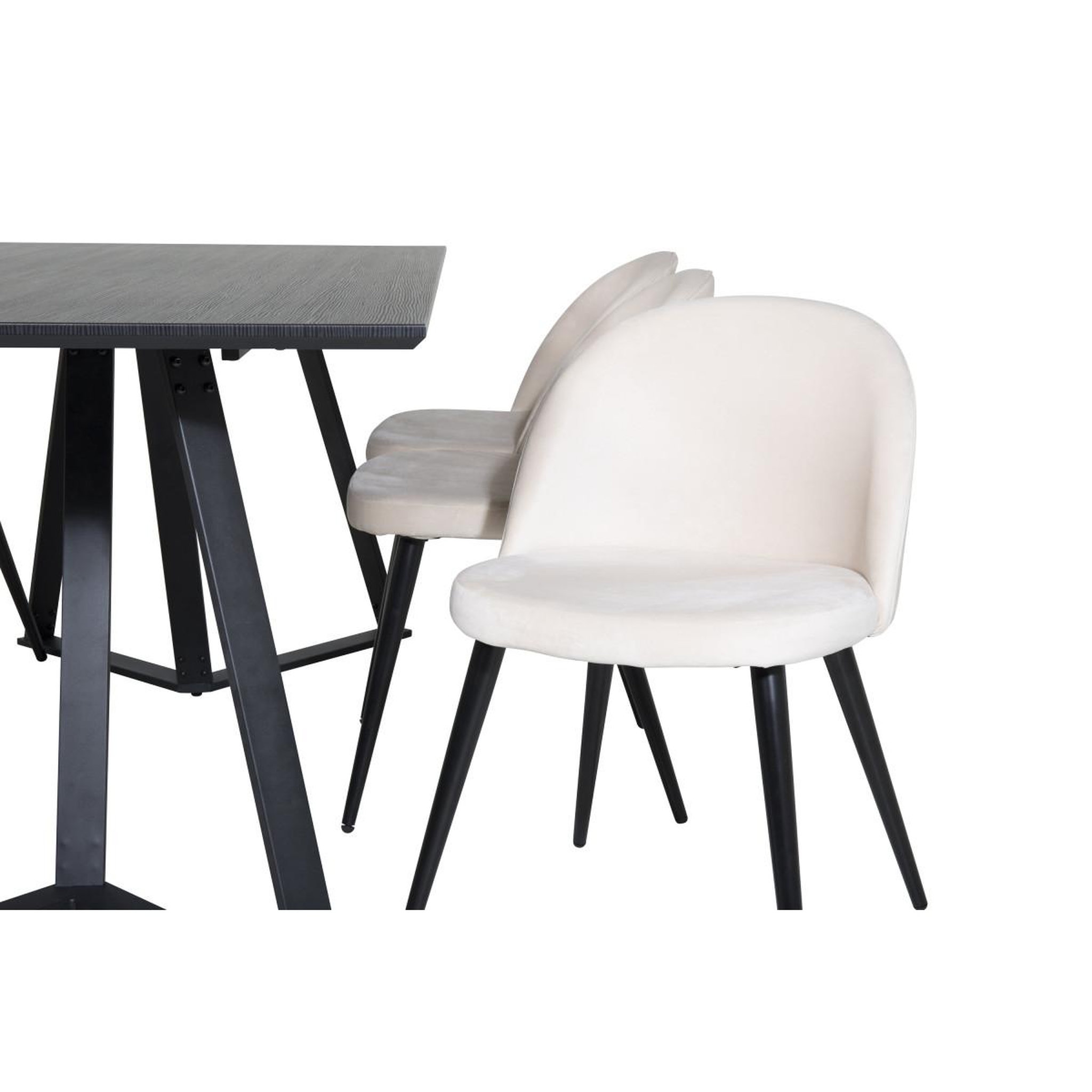 Voir la diapositive 3 : Paris Prix Ensemble table à manger & 6 chaises  marina & velvet  180cm noir & beige