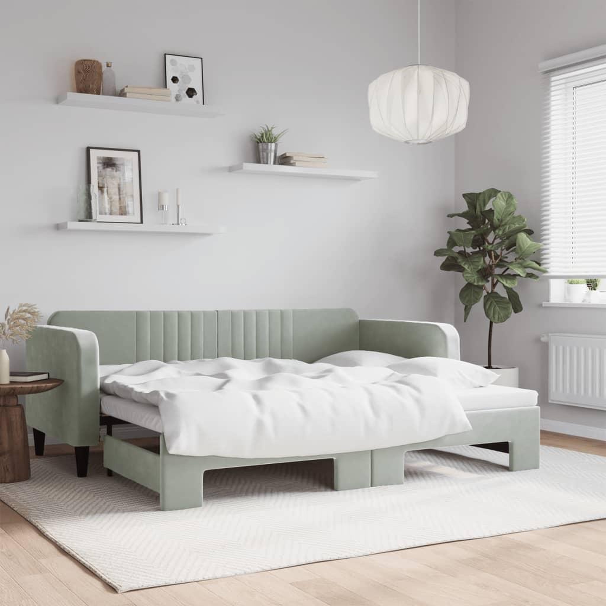 VIDAXL Lit de jour avec gigogne sans matelas gris clair 90x200 cm