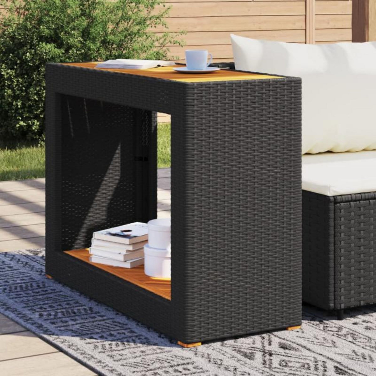 VIDAXL Table d appoint de jardin dessus en bois noir 100x40x75 cm