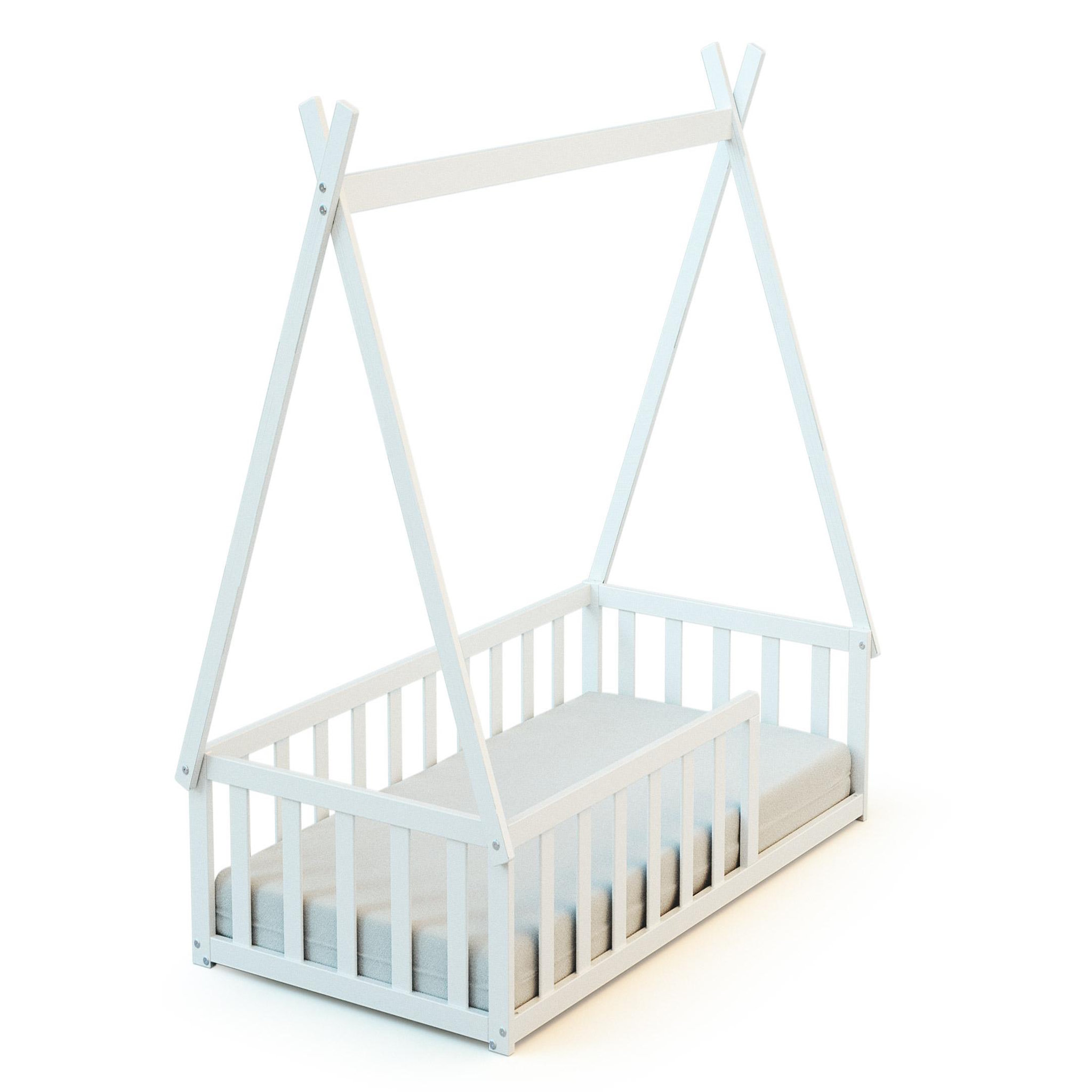 WEBABY Lit Tipi au sol  en bois. Coloris disponibles : Beige