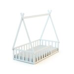 WEBABY Lit Tipi au sol  en bois. Coloris disponibles : Blanc, Beige