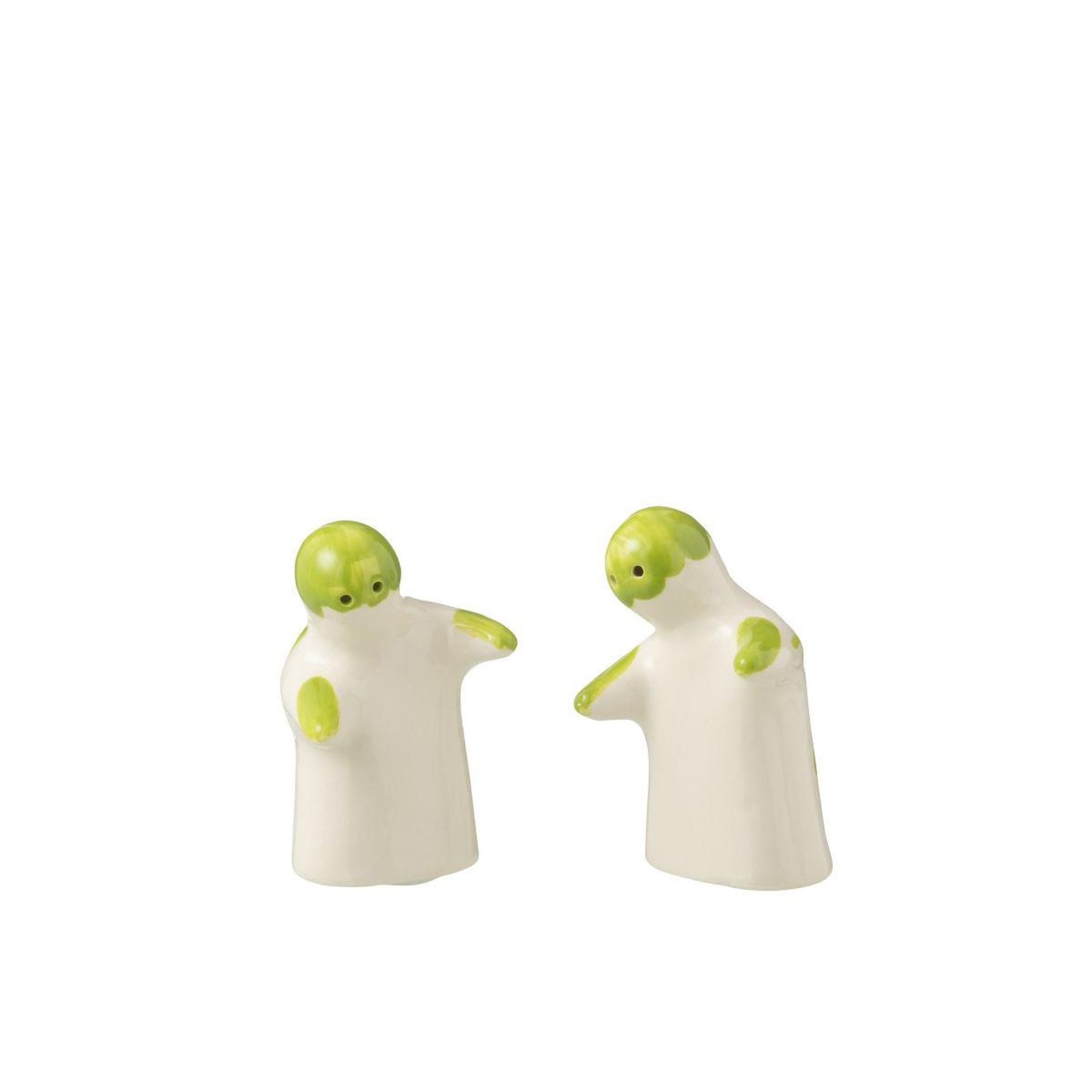 Voir la diapositive 2 : J-LINE Salière & poivrière en céramique  granada  8cm vert