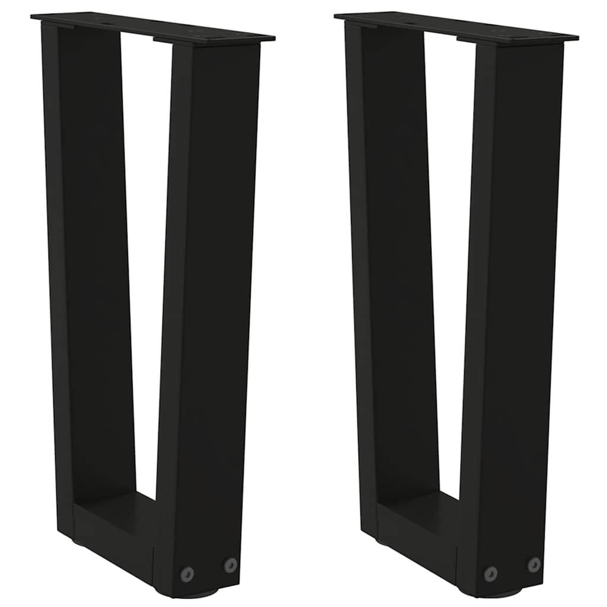 VIDAXL Pieds de table a manger en forme de V 2 pcs noir 28x(42-43,3)cm