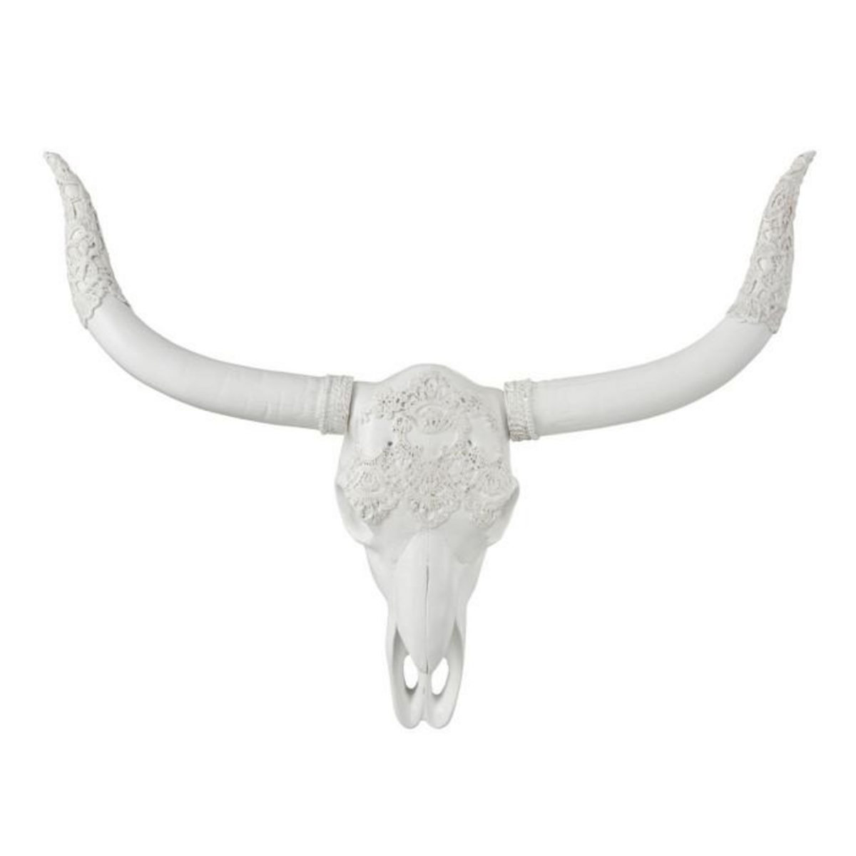 Paris Prix Déco Murale en Résine  Crane  53cm Blanc