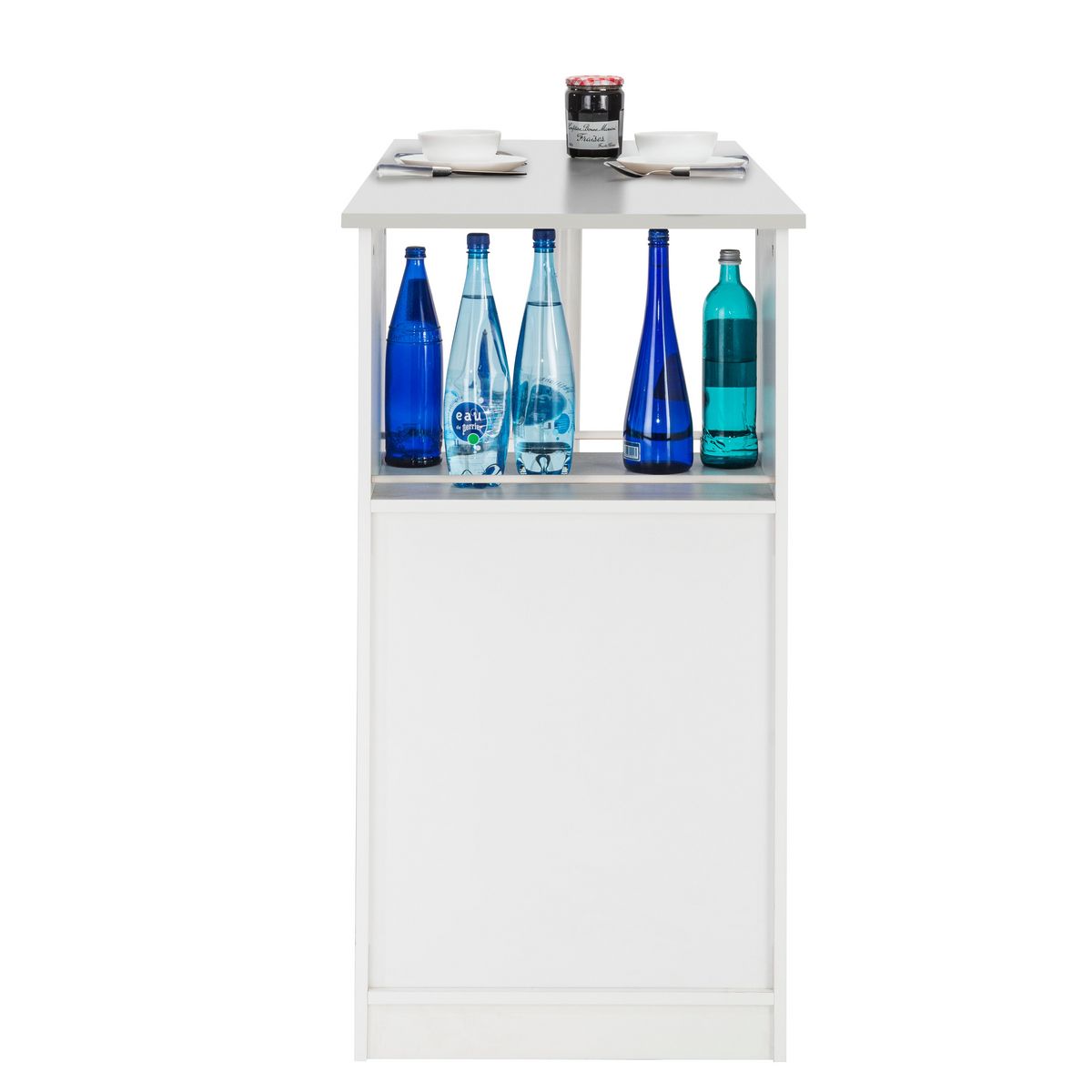 Table comptoir de cuisine avec rangement à rideau L130cm LUCK