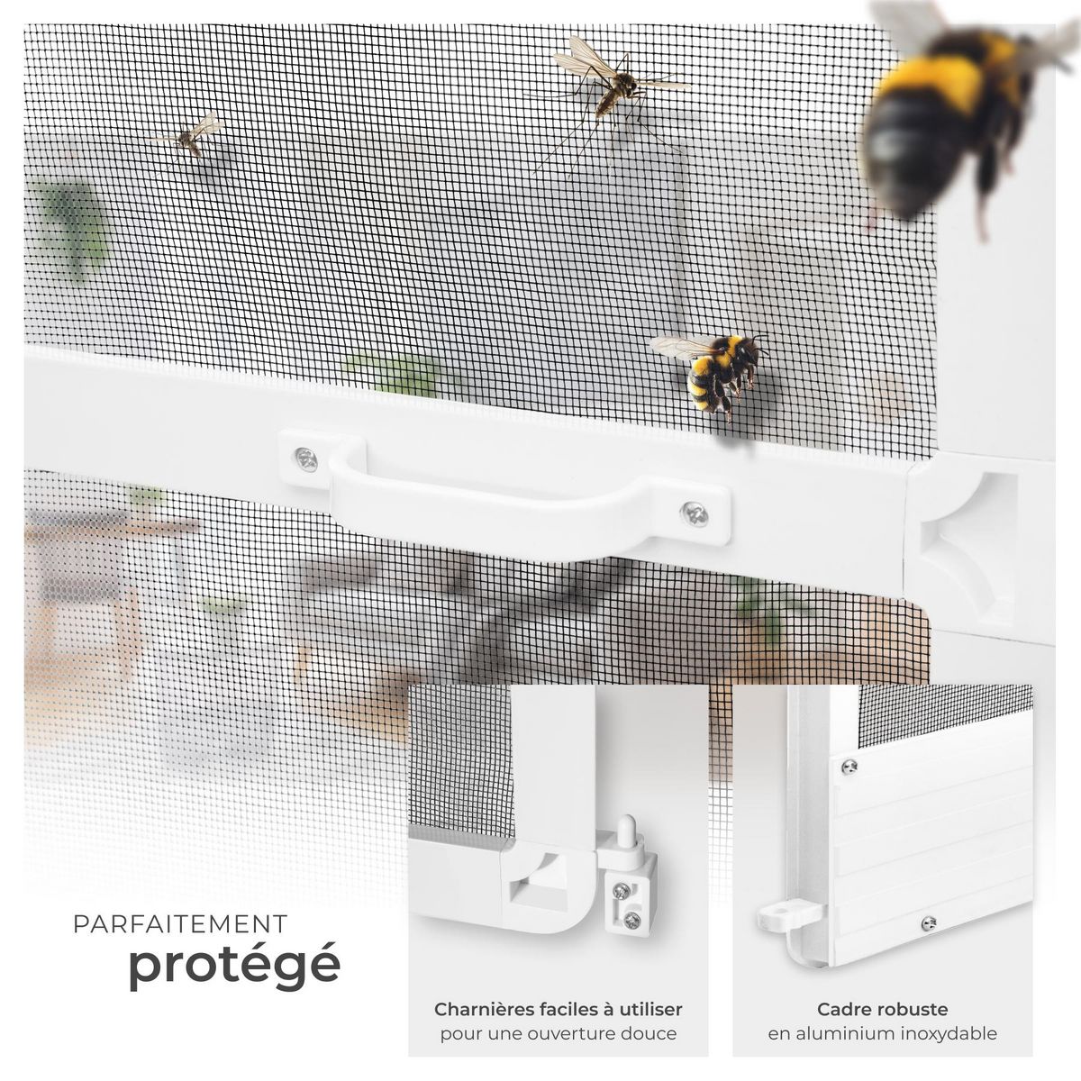 tectake Moustiquaire pour portes blanc