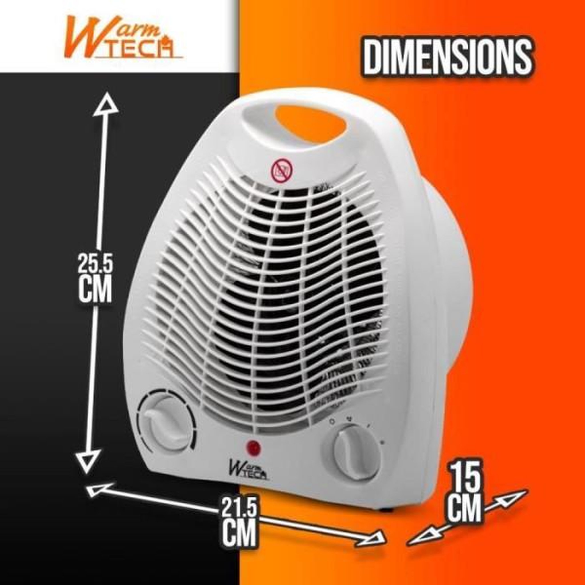 Voir la diapositive 3 : Warmtech Chauffage soufflant - 2000W - WARM TECH - 240V - Jusqu'a 15m3 - Blanc