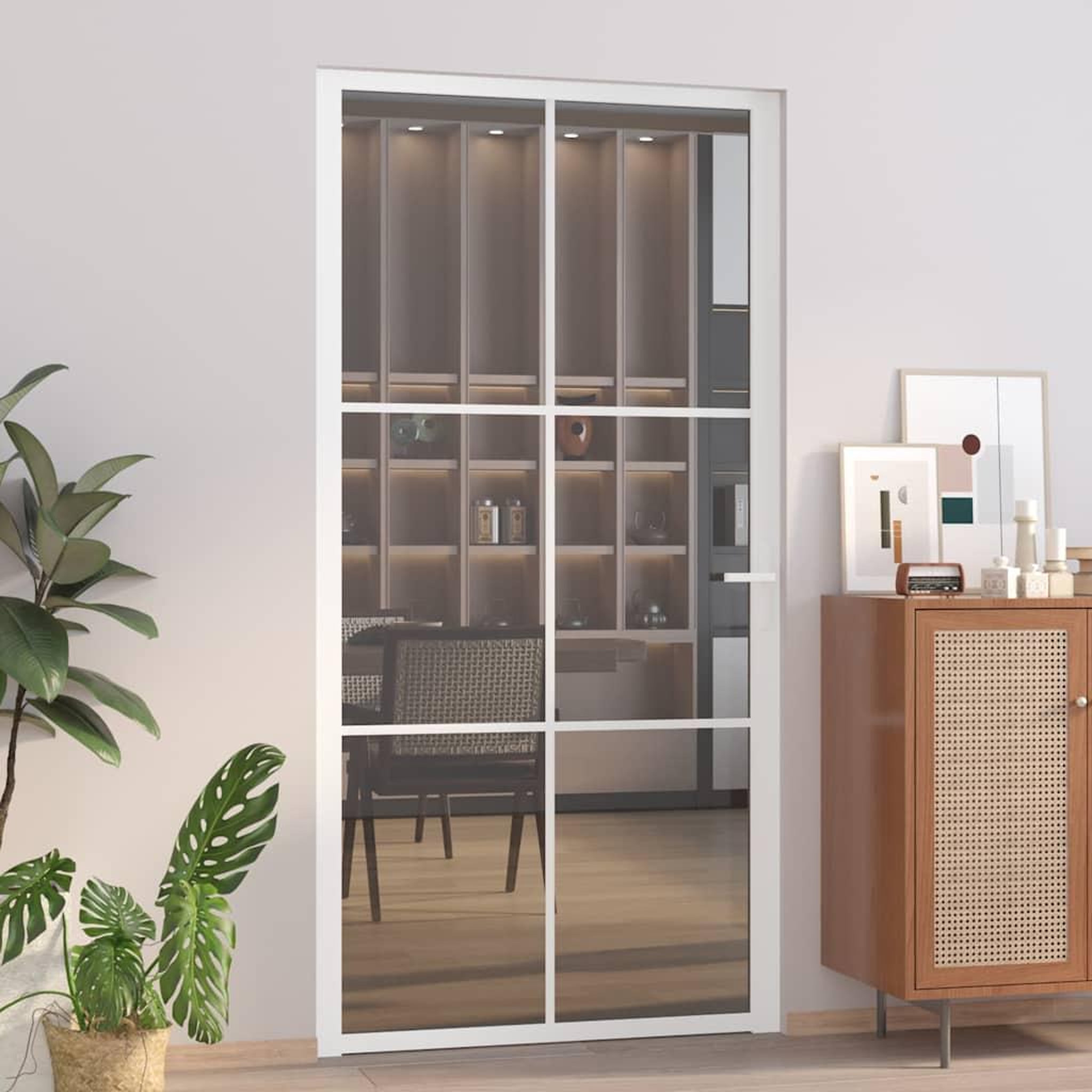 Voir la diapositive 2 : VIDAXL Porte interieure 102,5x201,5 cm Blanc Verre ESG et aluminium