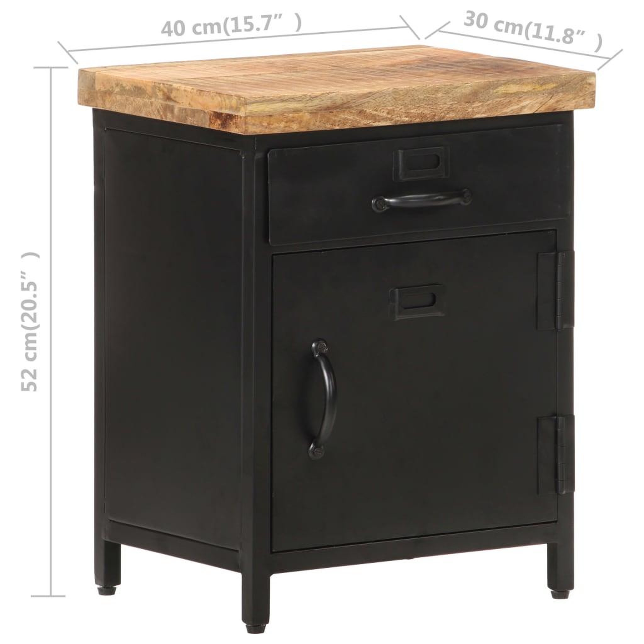 Voir la diapositive 6 : VIDAXL Table de chevet 40x30x52 cm bois de manguier brut